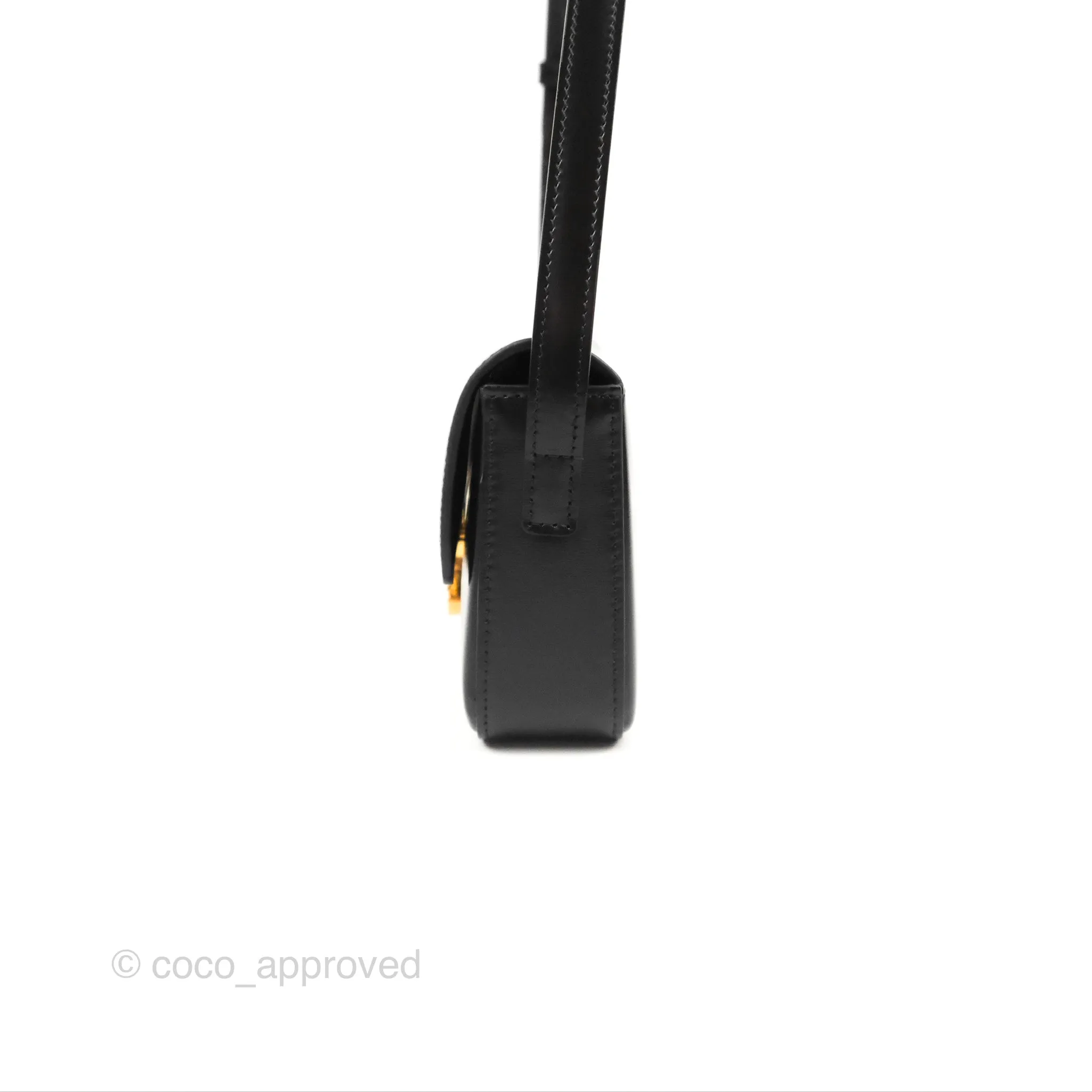 Celine Triomphe Shoulder Bag Black Calfskin