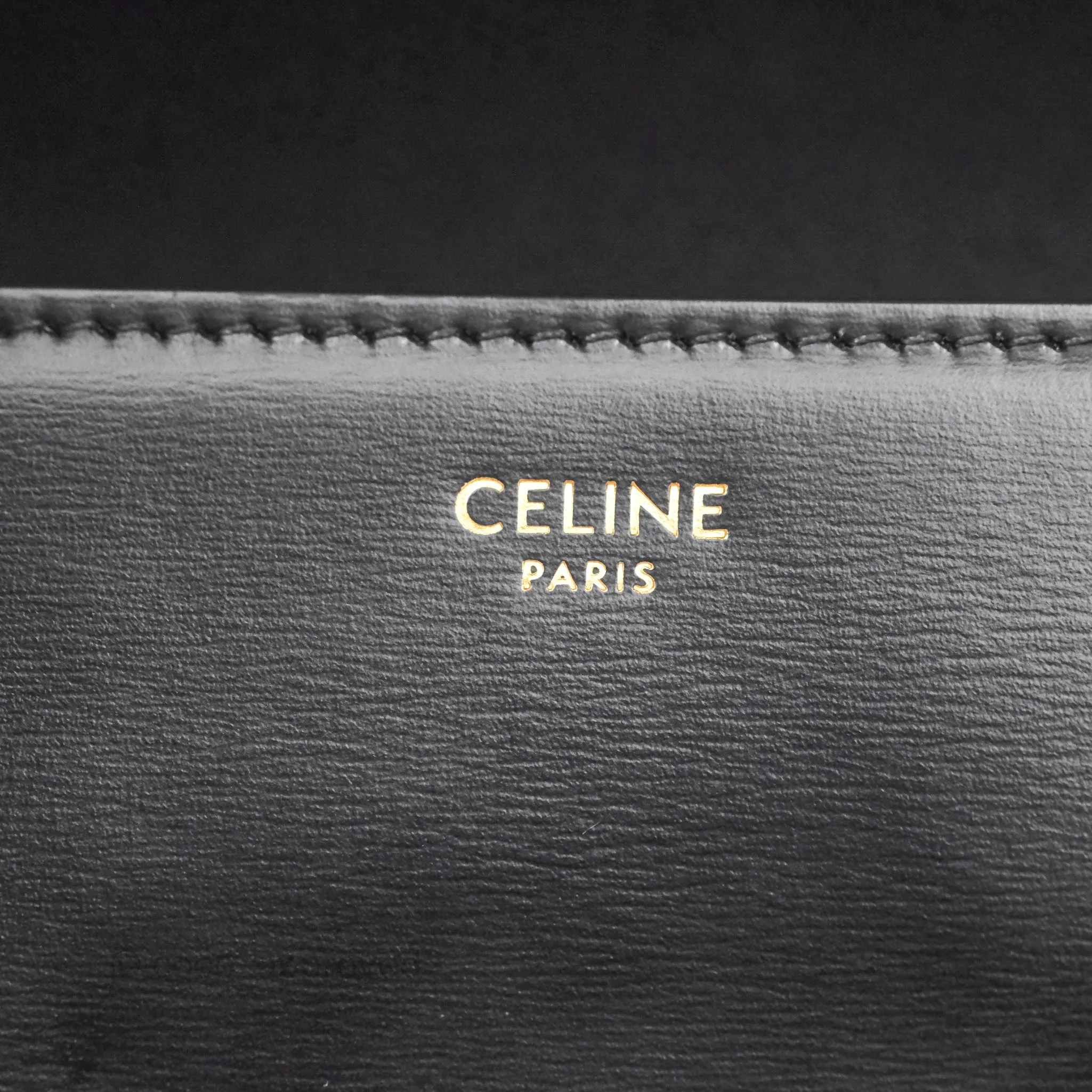 Celine Triomphe Shoulder Bag Black Calfskin