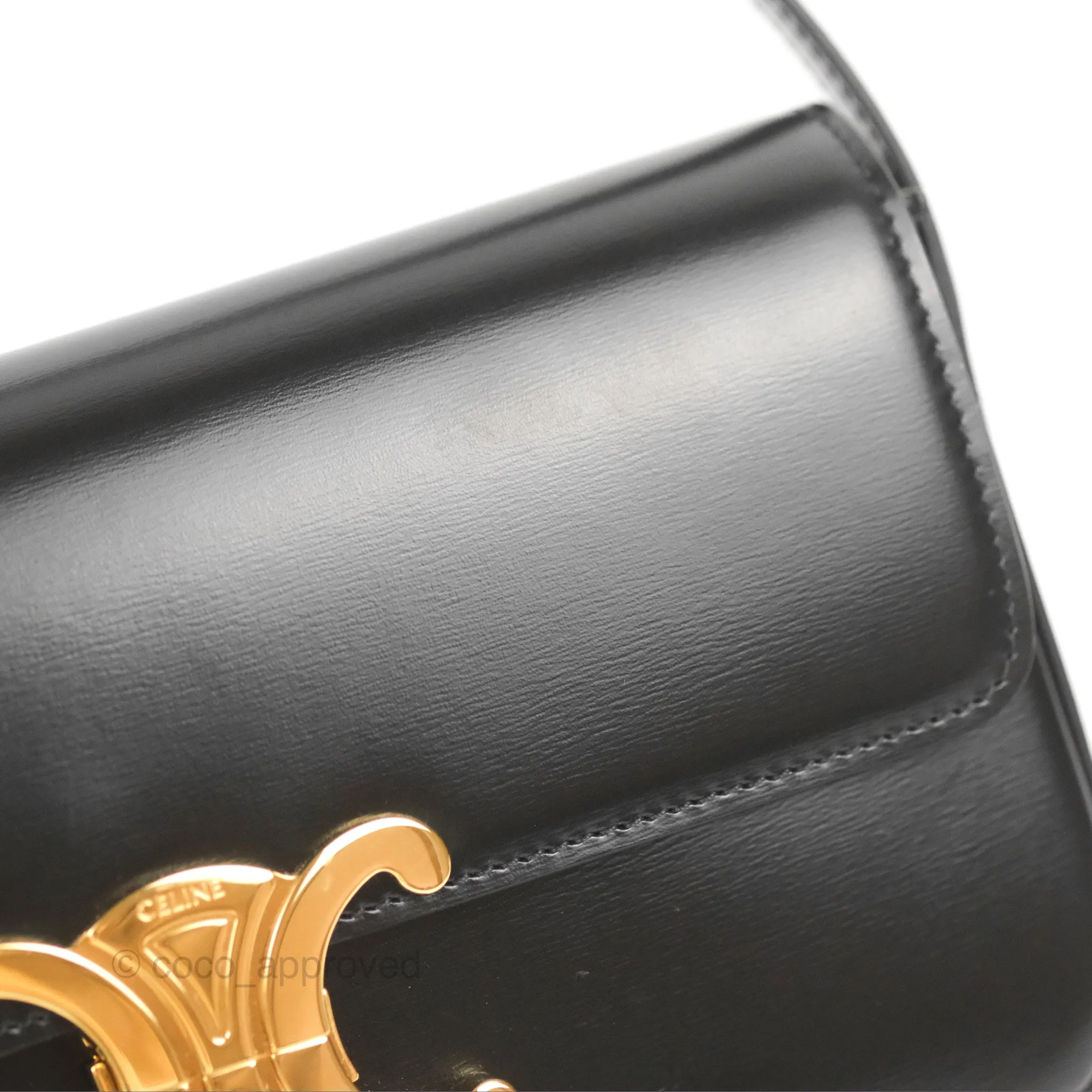 Celine Triomphe Shoulder Bag Black Calfskin