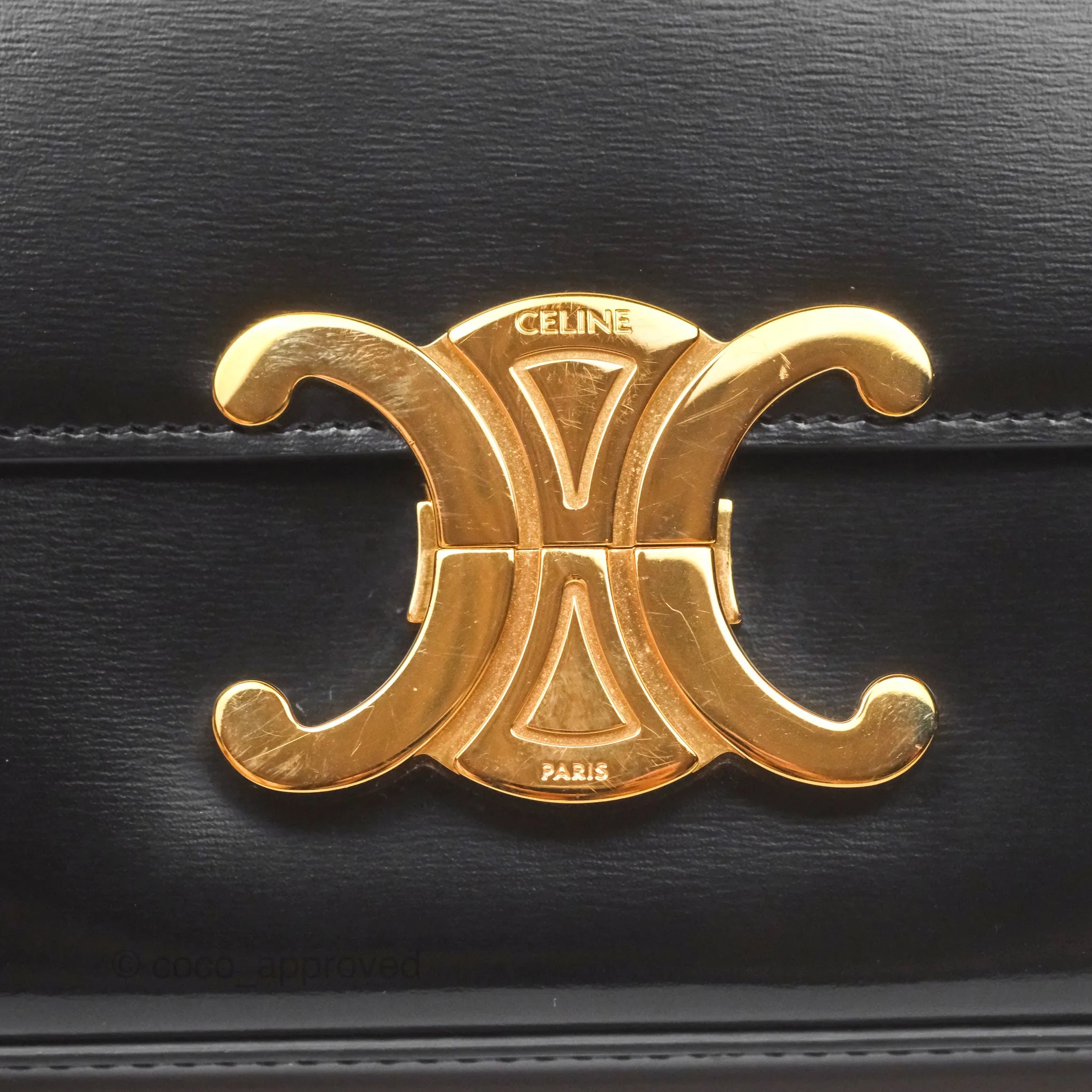 Celine Triomphe Shoulder Bag Black Calfskin