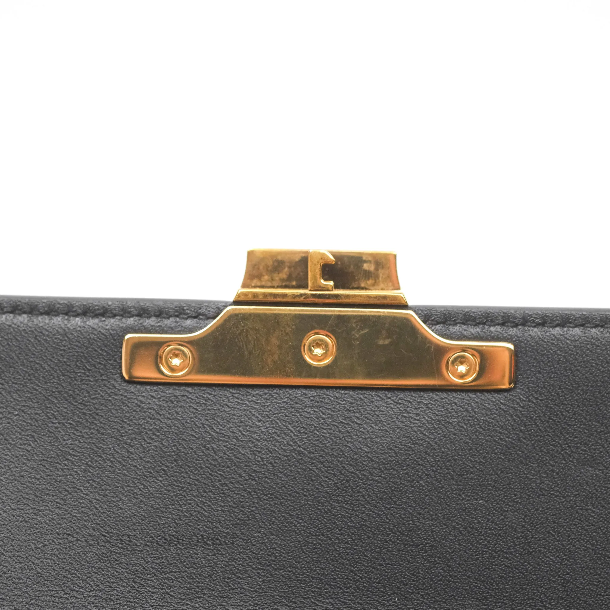 Celine Triomphe Shoulder Bag Black Calfskin