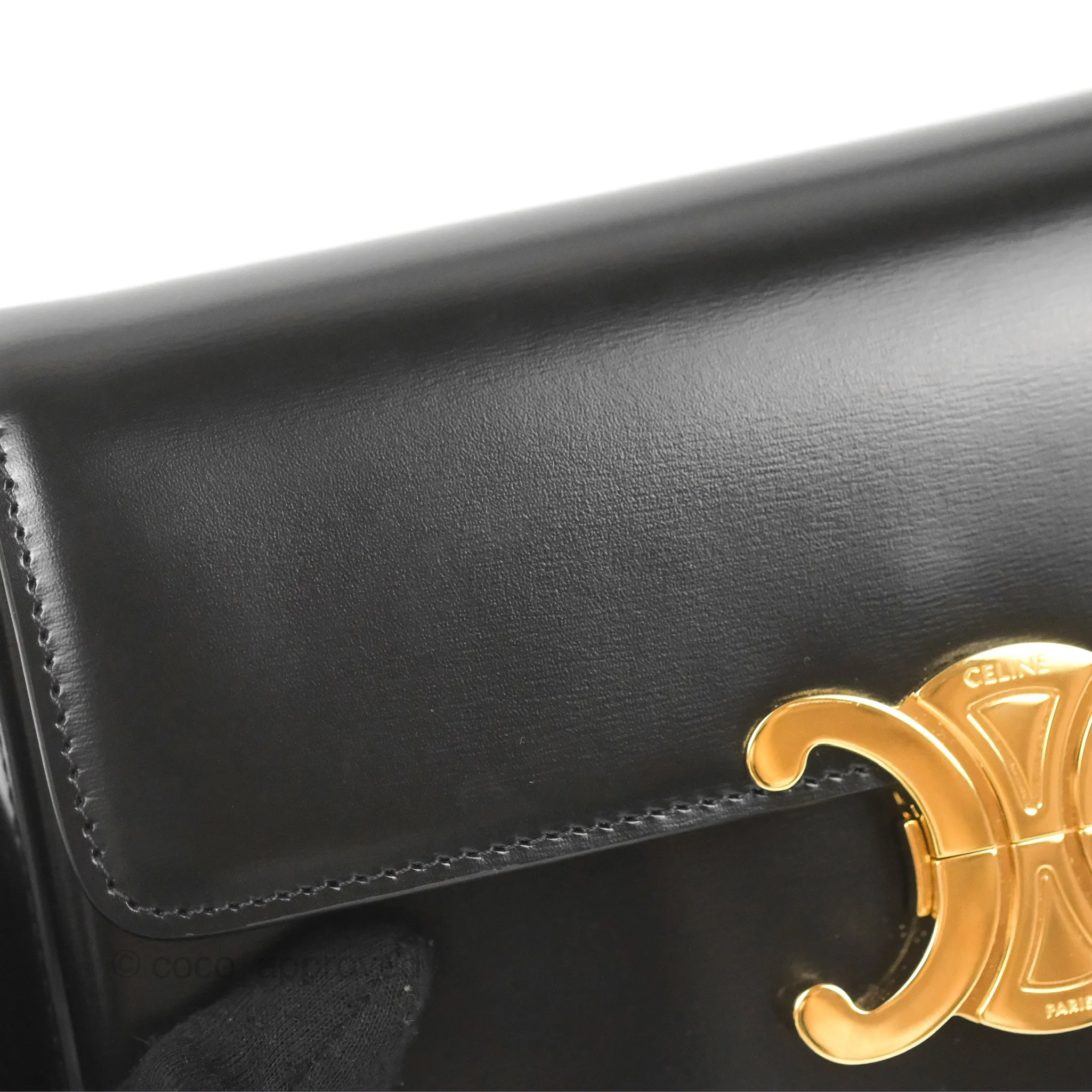 Celine Triomphe Shoulder Bag Black Calfskin