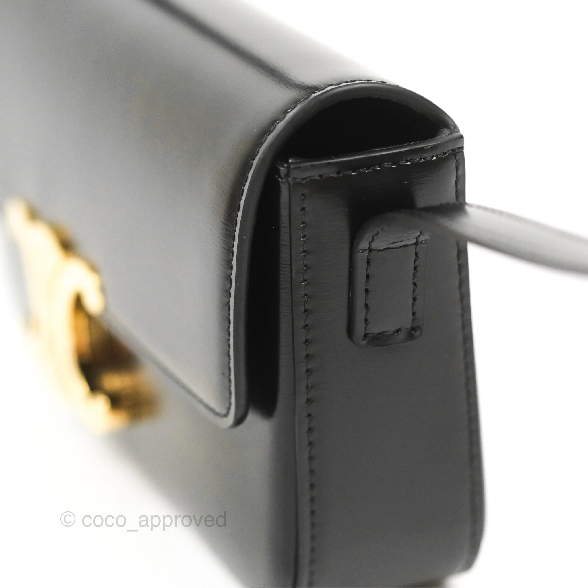 Celine Triomphe Shoulder Bag Black Calfskin
