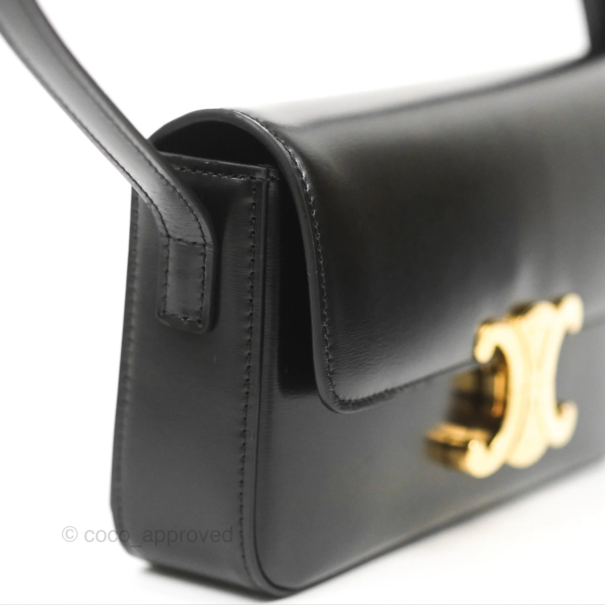 Celine Triomphe Shoulder Bag Black Calfskin