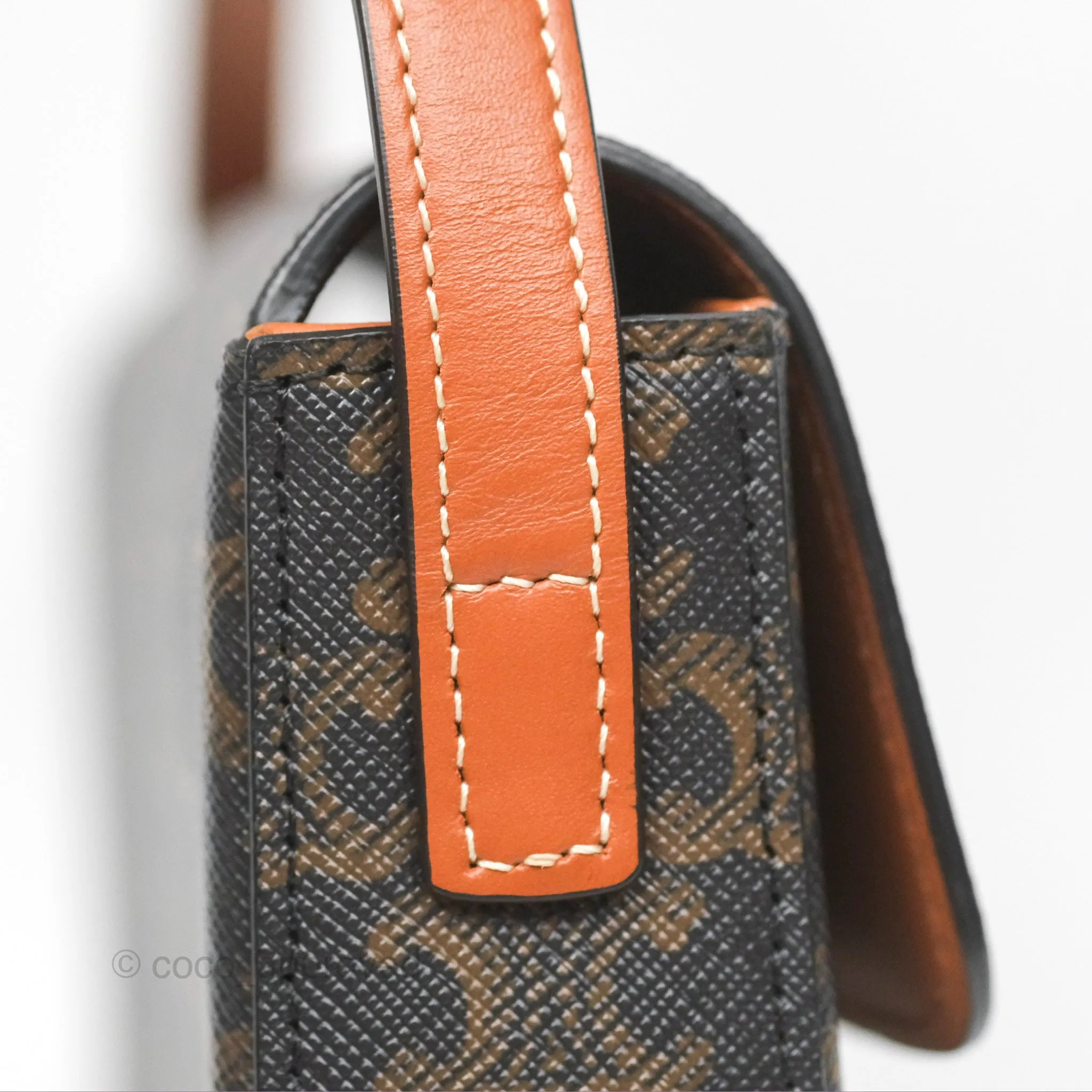 Celine Triomphe Shoulder Bag Tan Calfskin Triomphe Canvas