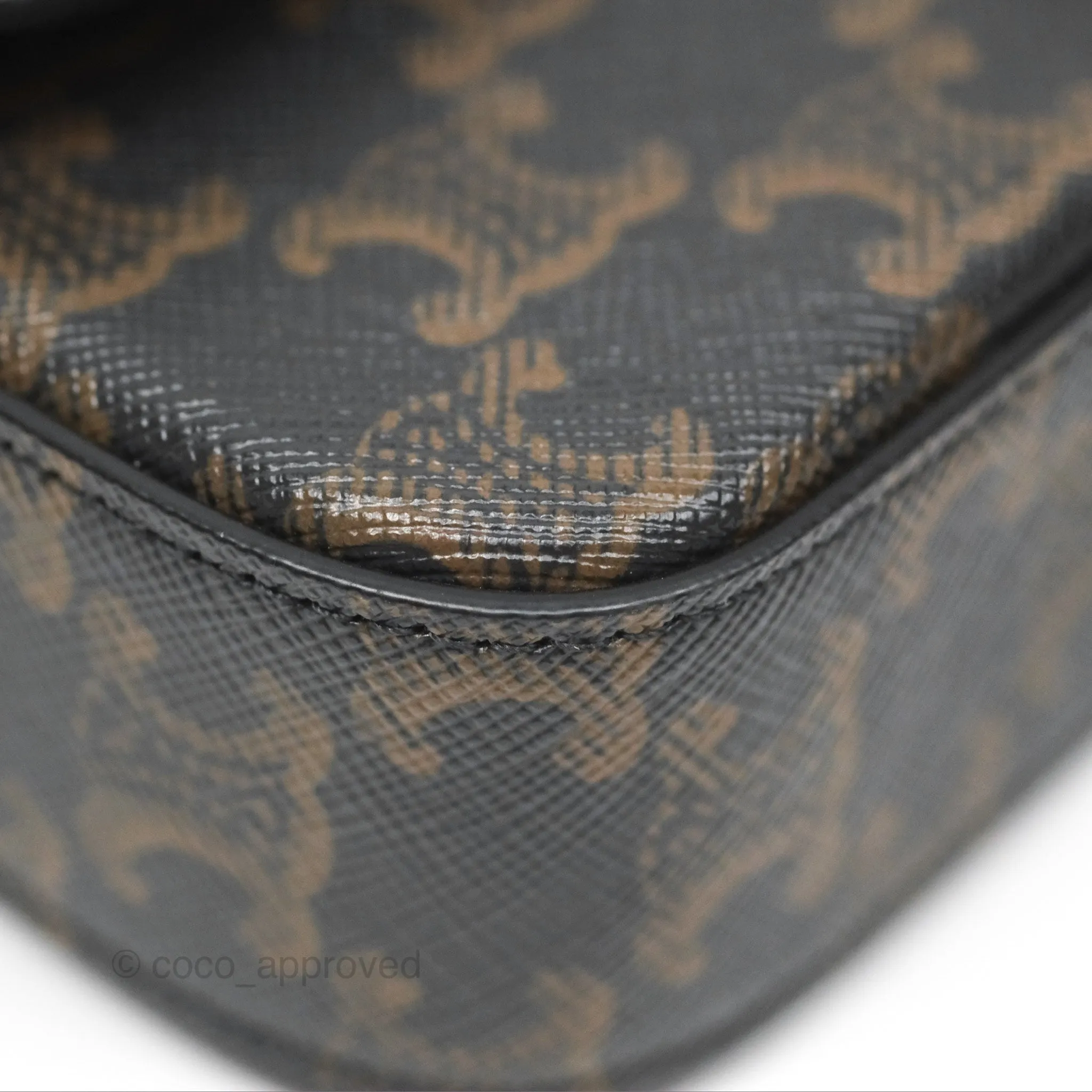 Celine Triomphe Shoulder Bag Tan Calfskin Triomphe Canvas