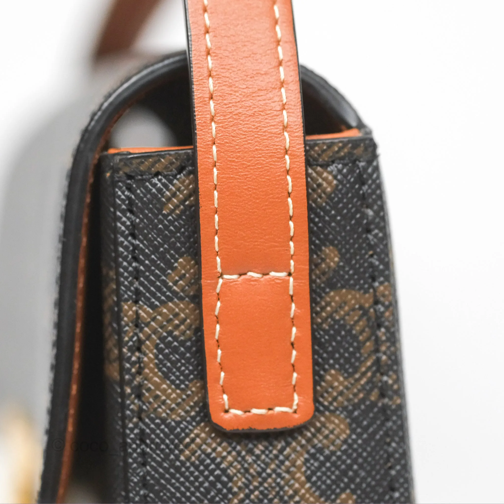 Celine Triomphe Shoulder Bag Tan Calfskin Triomphe Canvas