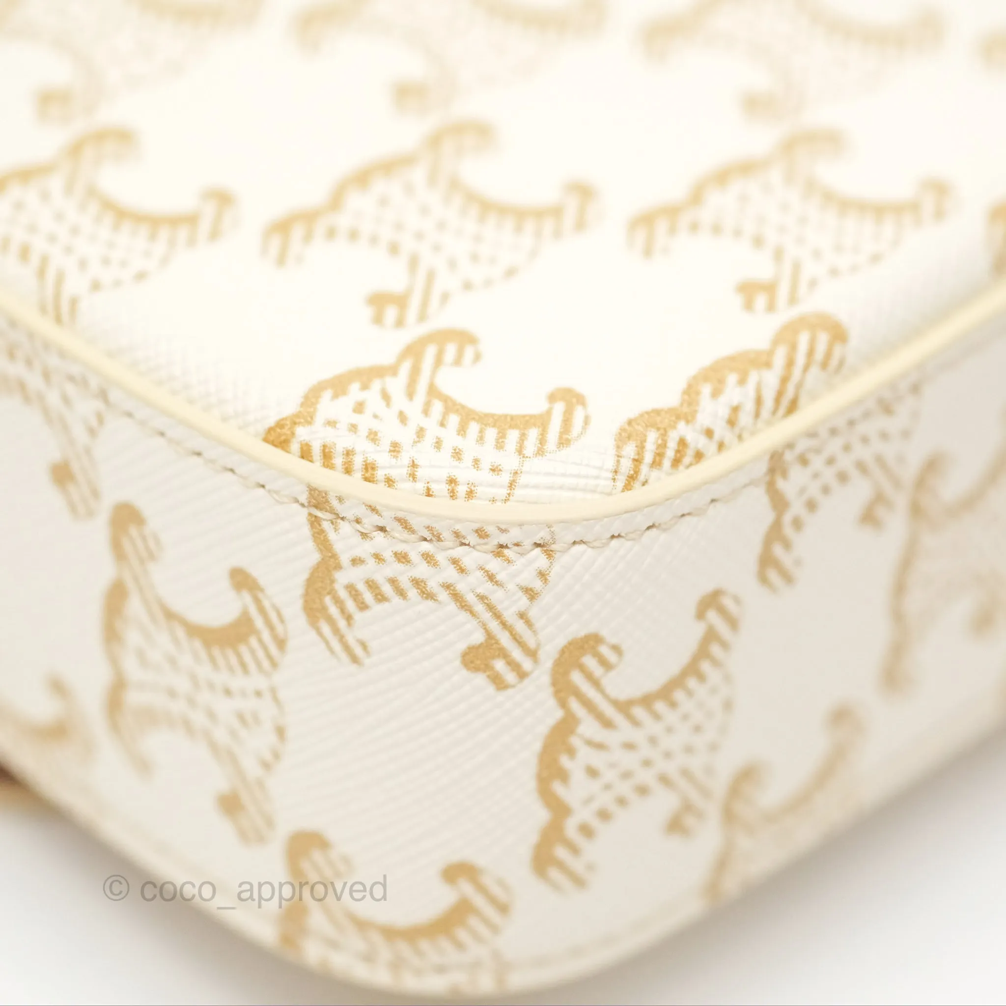Celine Triomphe Shoulder Bag White Calfskin Triomphe Canvas