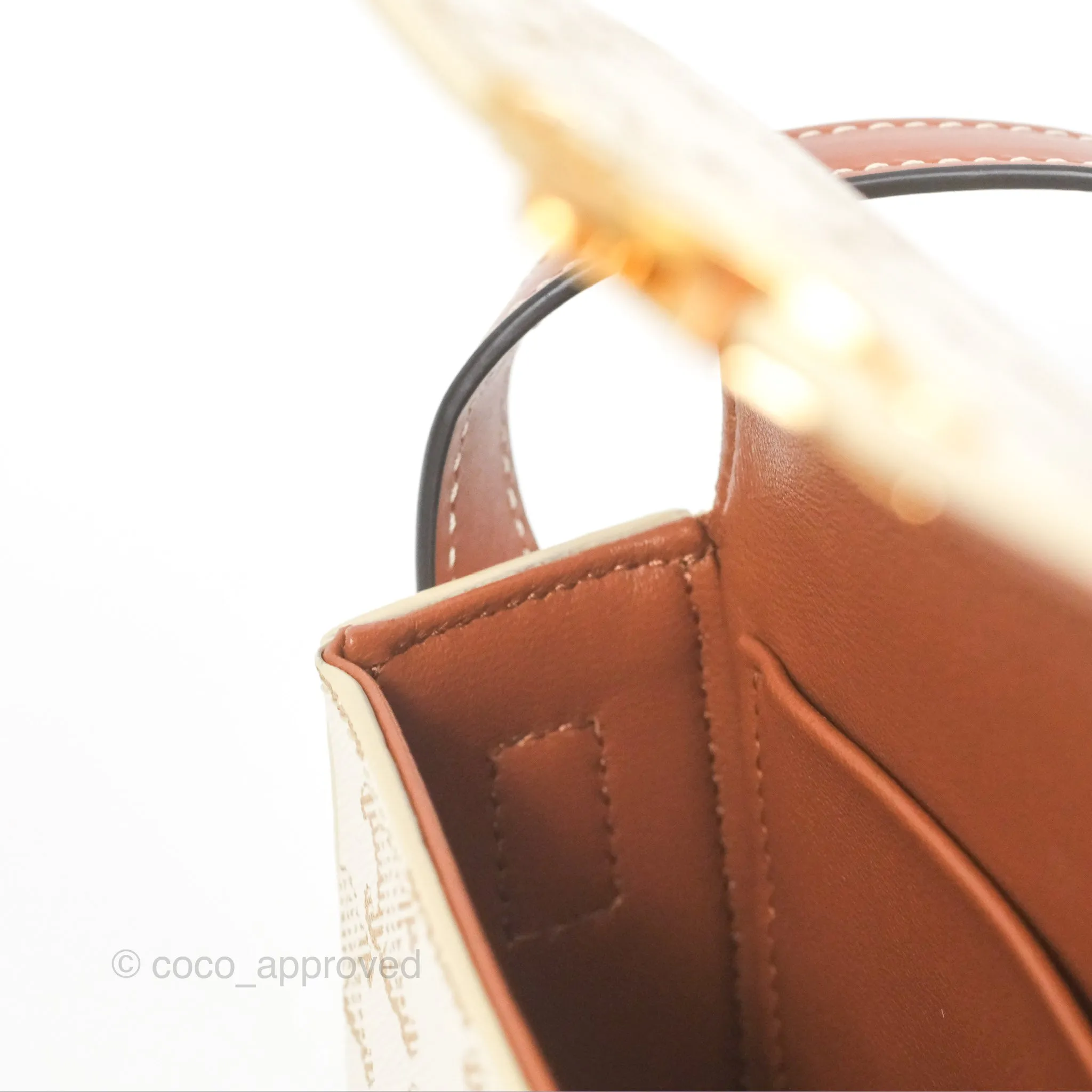 Celine Triomphe Shoulder Bag White Calfskin Triomphe Canvas