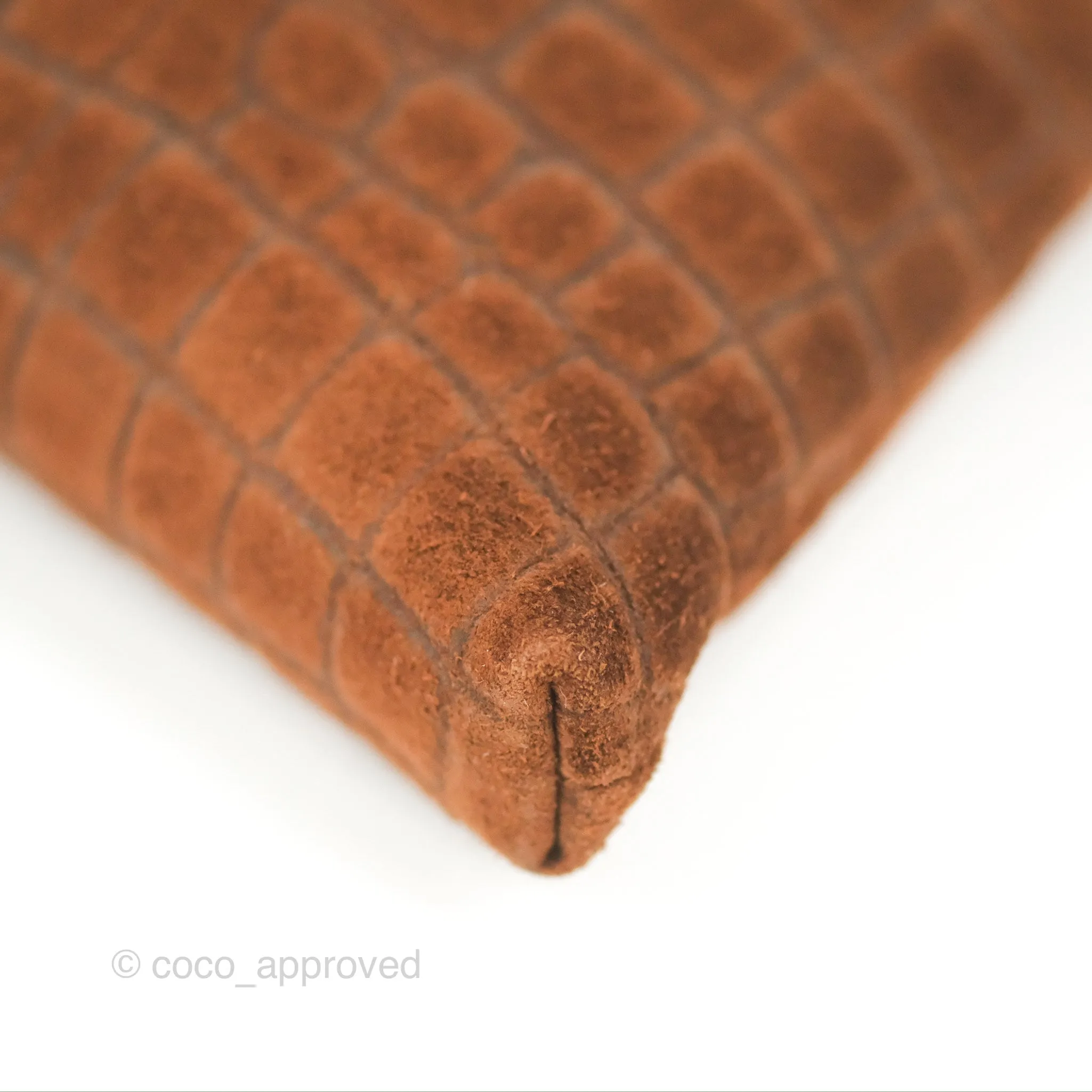 Celine Wiltern Clutch Triomphe Soft Crocodile Embossed Suede Calfskin Brown