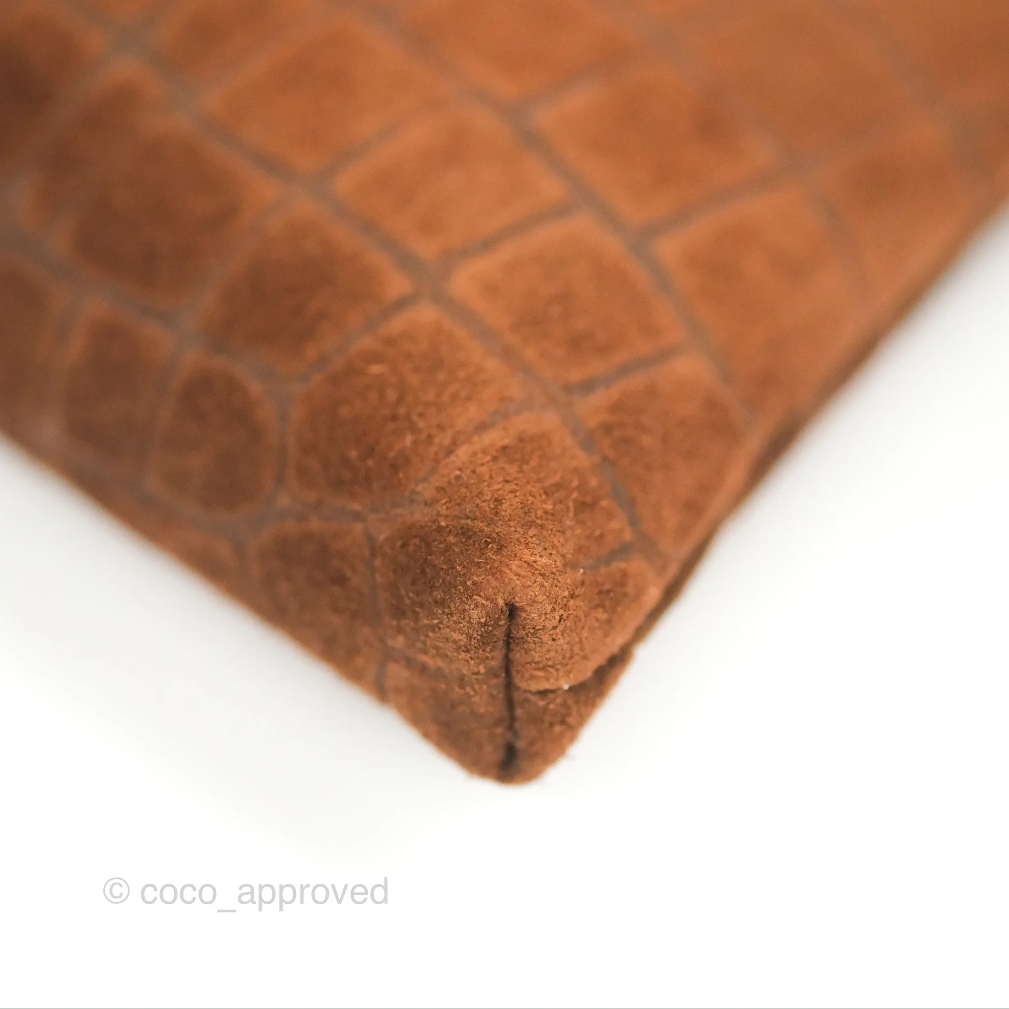 Celine Wiltern Clutch Triomphe Soft Crocodile Embossed Suede Calfskin Brown