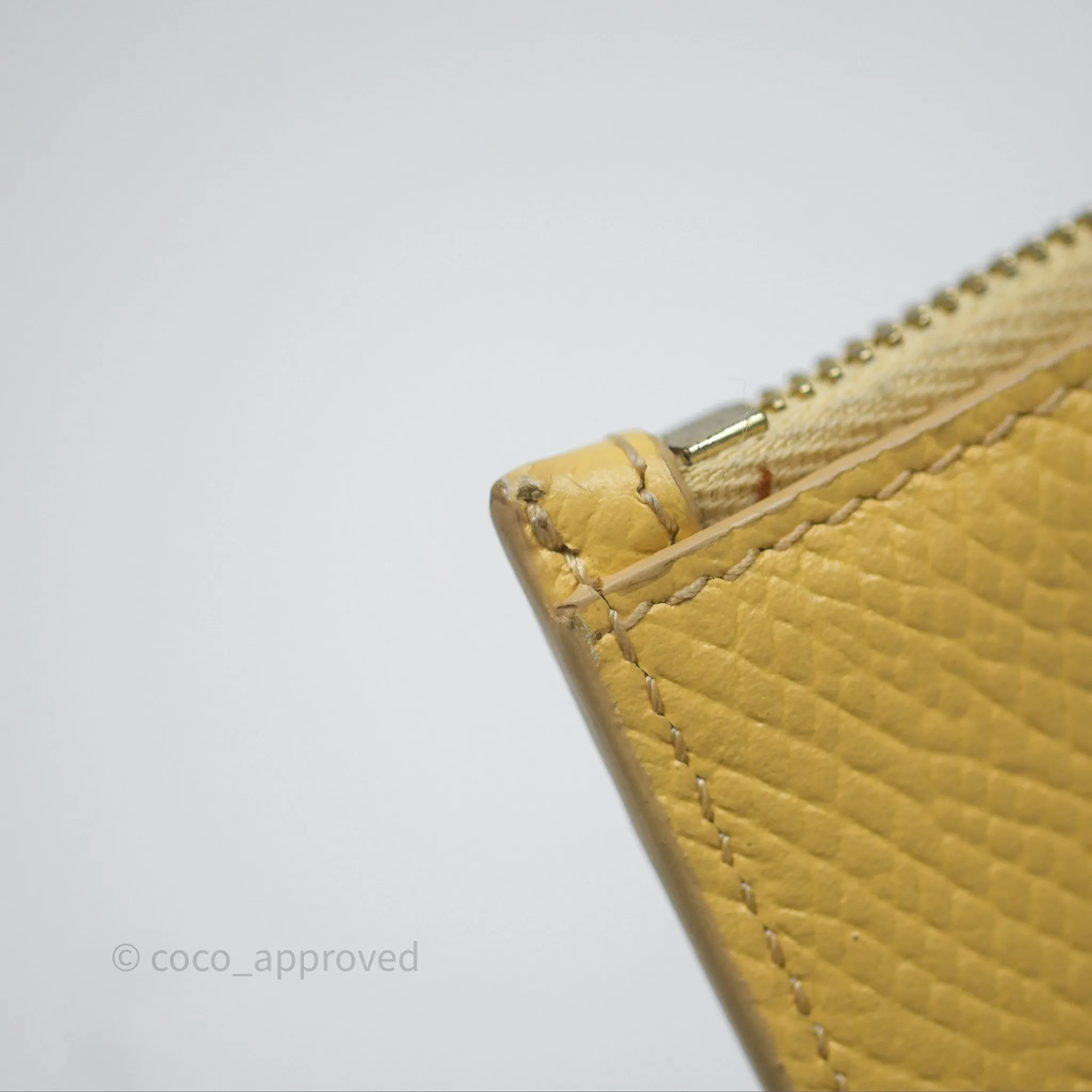 Celine Zipped Card Holder in Grained Calfskin Yellow