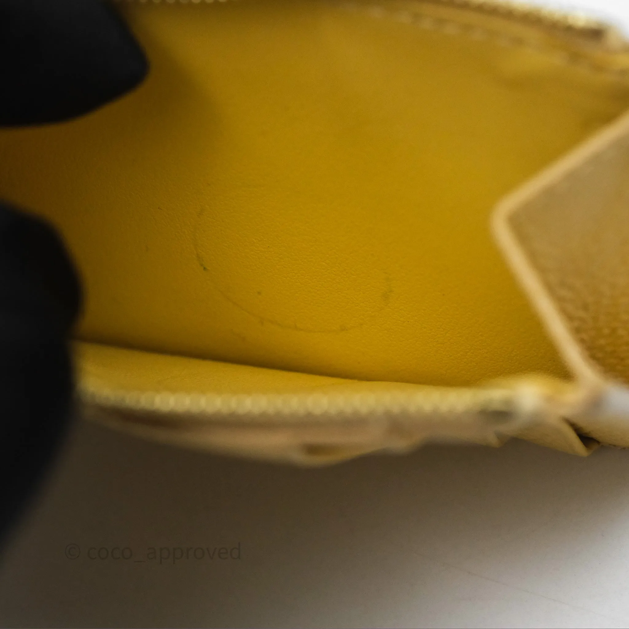 Celine Zipped Card Holder in Grained Calfskin Yellow