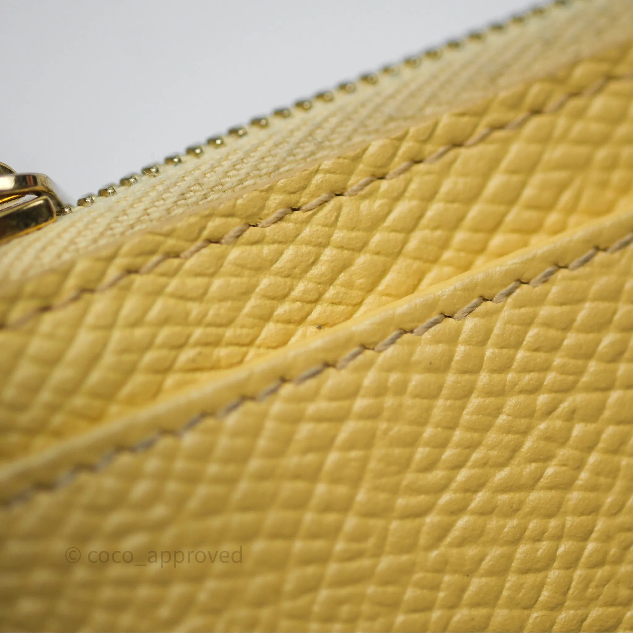 Celine Zipped Card Holder in Grained Calfskin Yellow