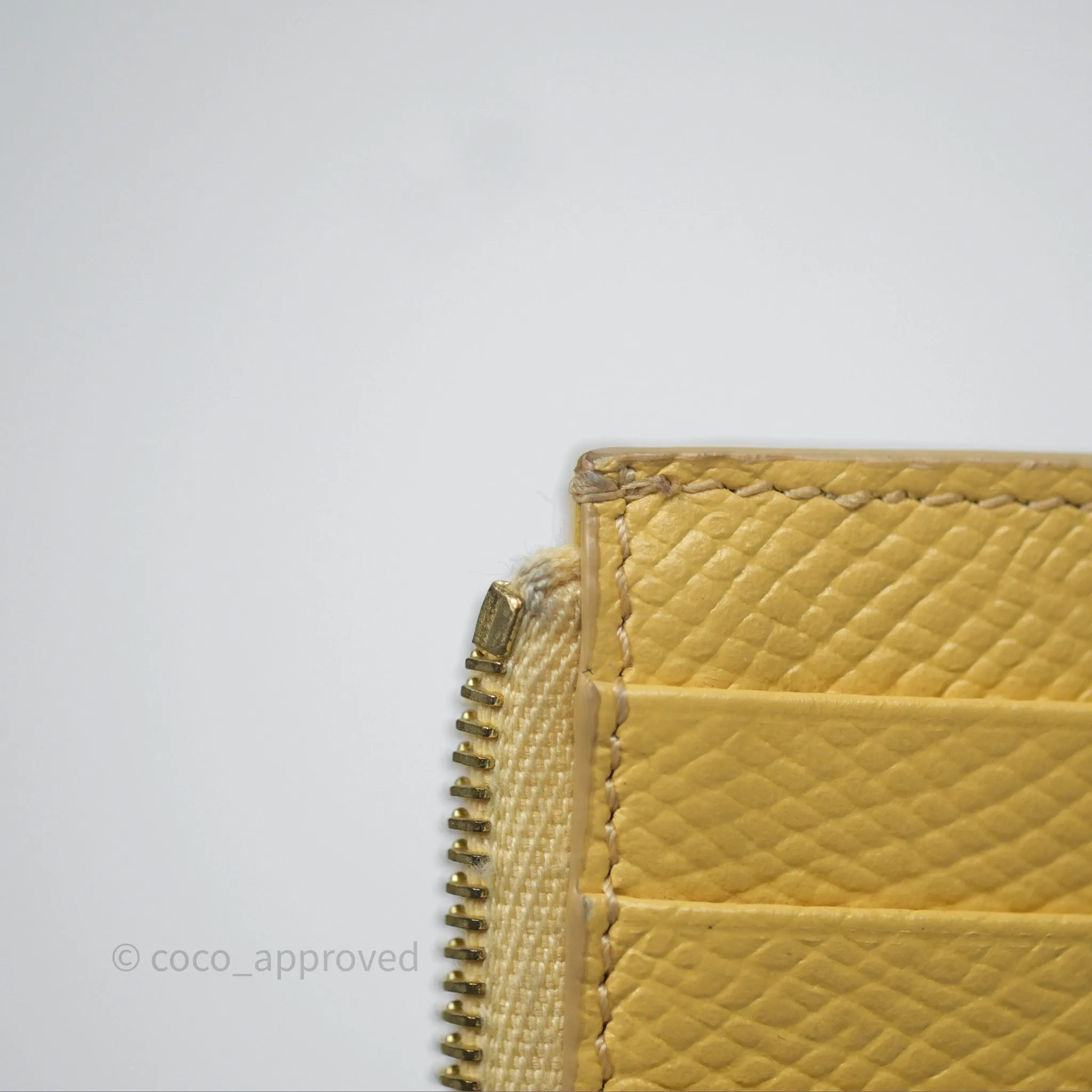 Celine Zipped Card Holder in Grained Calfskin Yellow