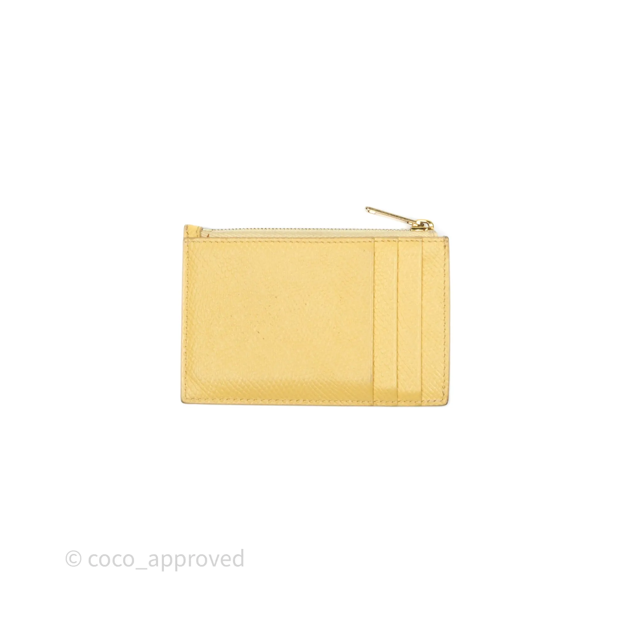 Celine Zipped Card Holder in Grained Calfskin Yellow