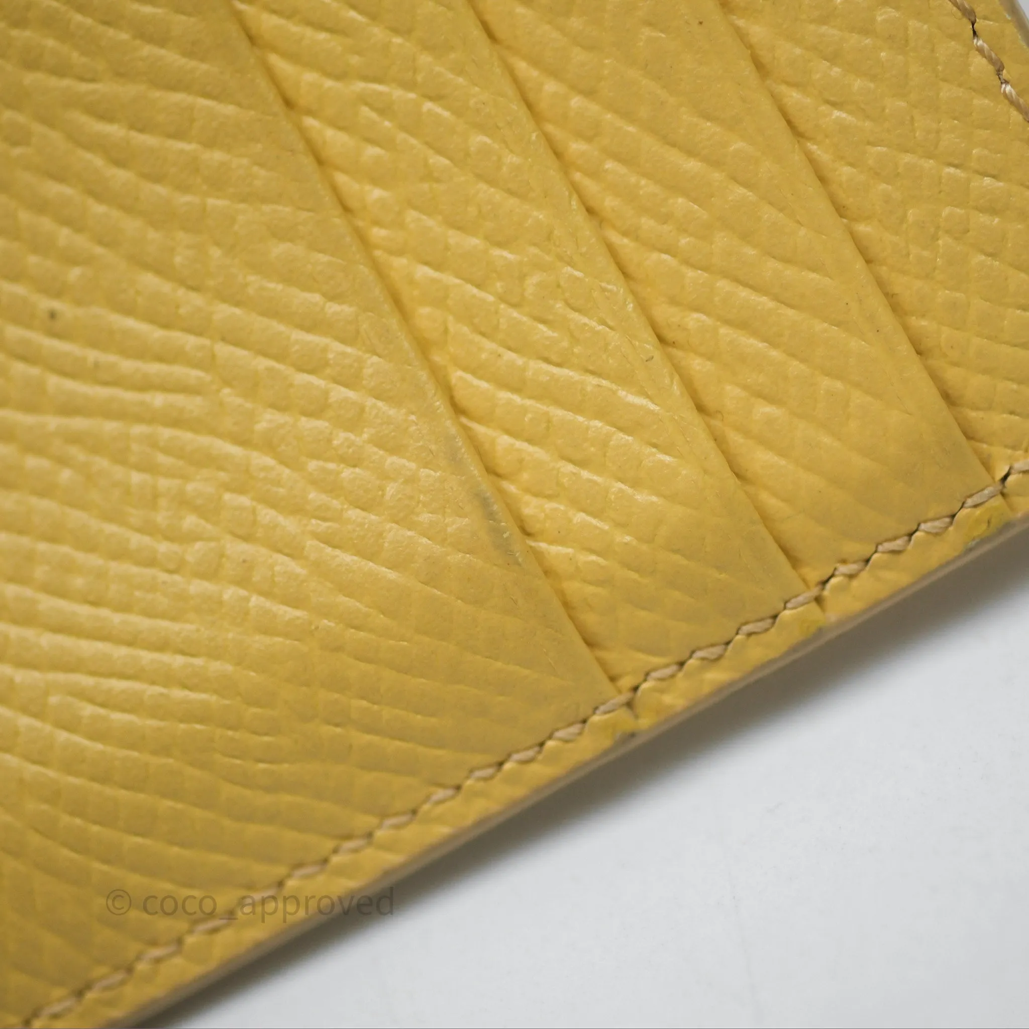 Celine Zipped Card Holder in Grained Calfskin Yellow