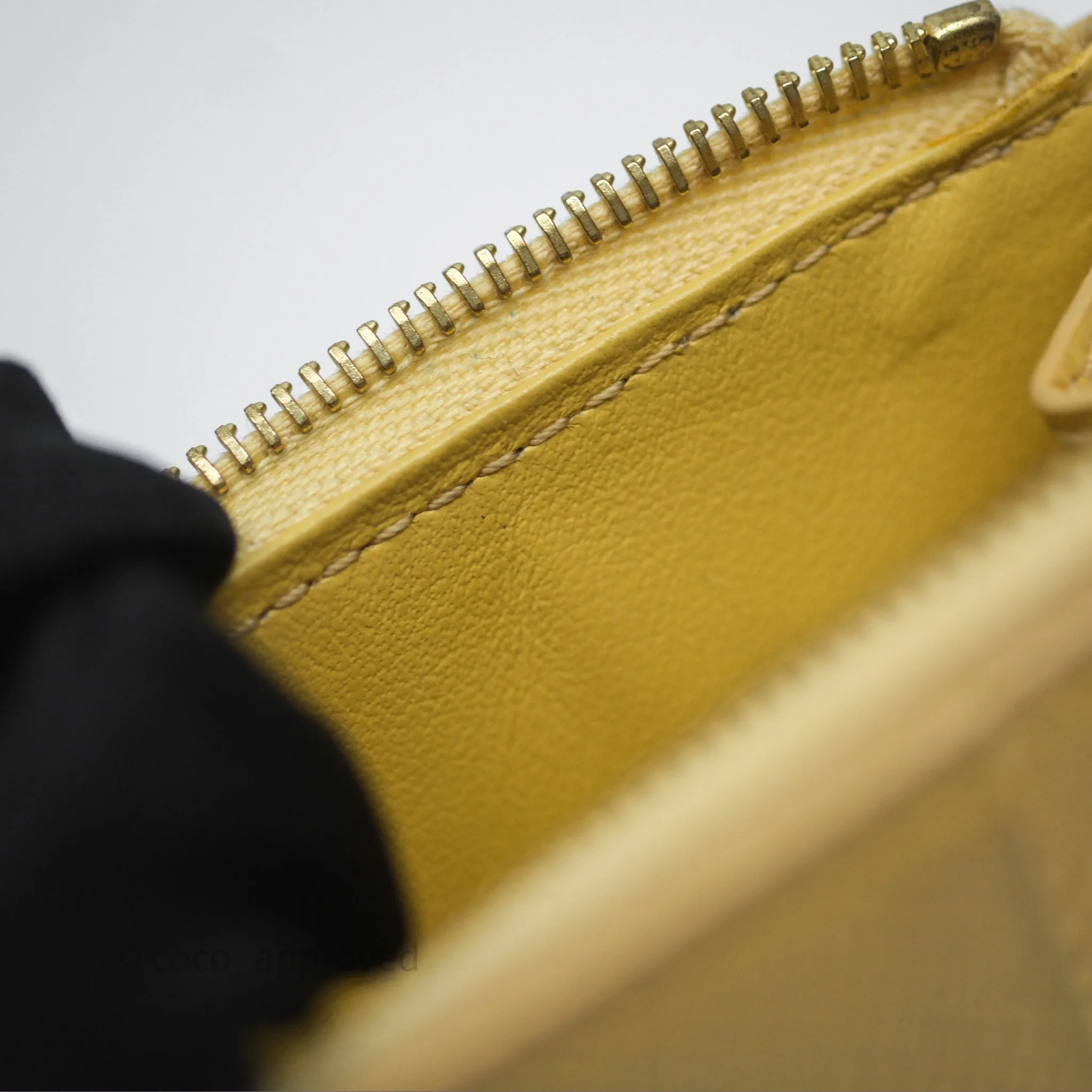 Celine Zipped Card Holder in Grained Calfskin Yellow