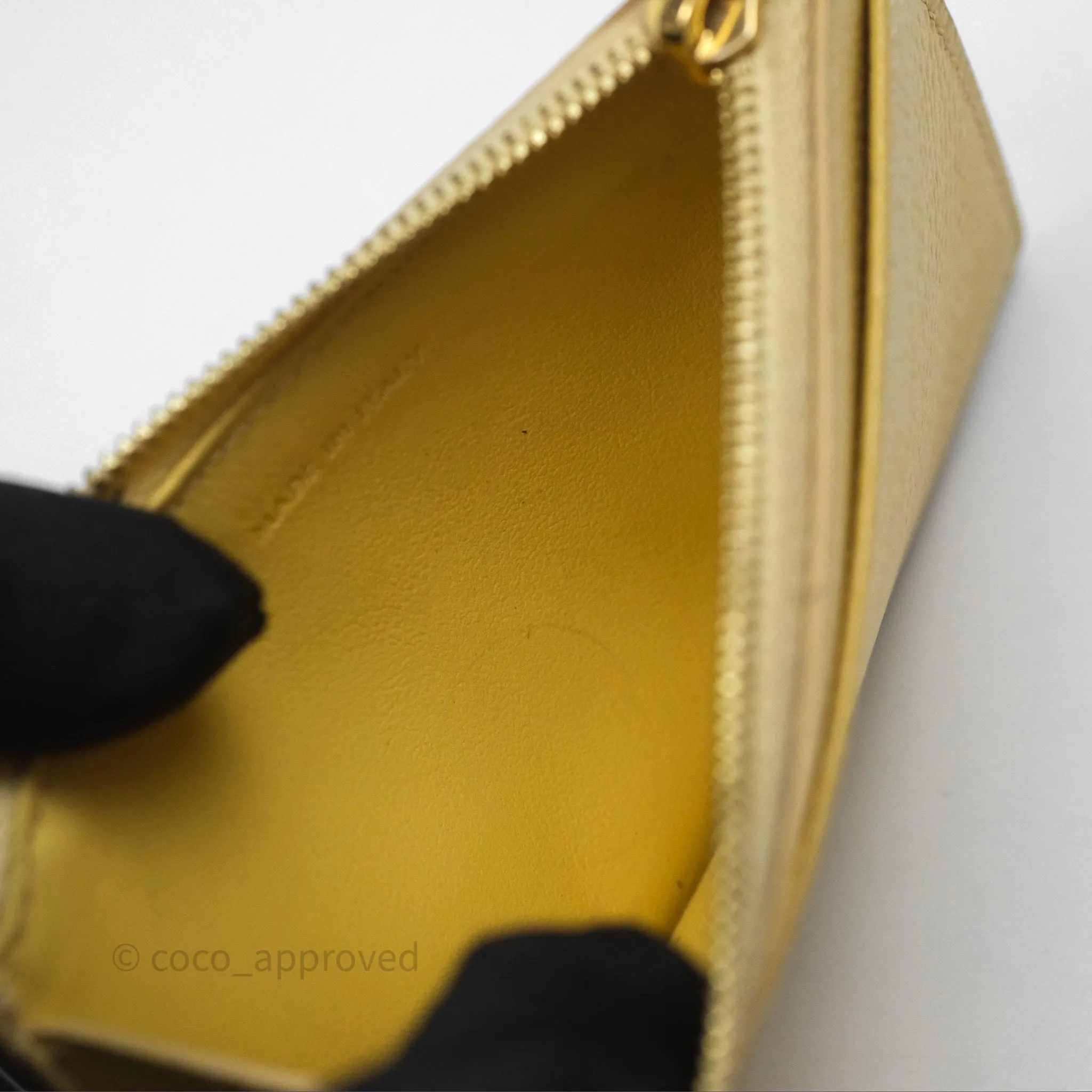Celine Zipped Card Holder in Grained Calfskin Yellow