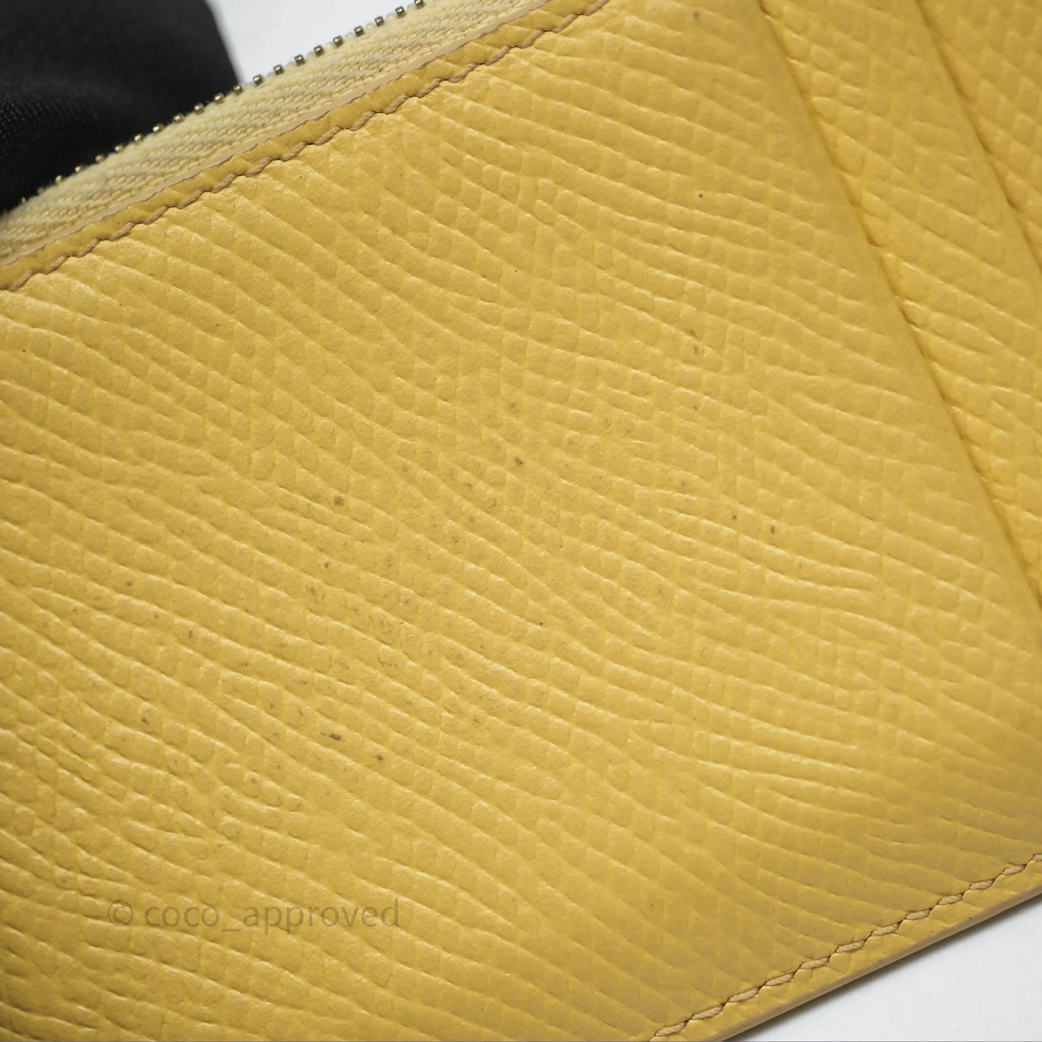 Celine Zipped Card Holder in Grained Calfskin Yellow