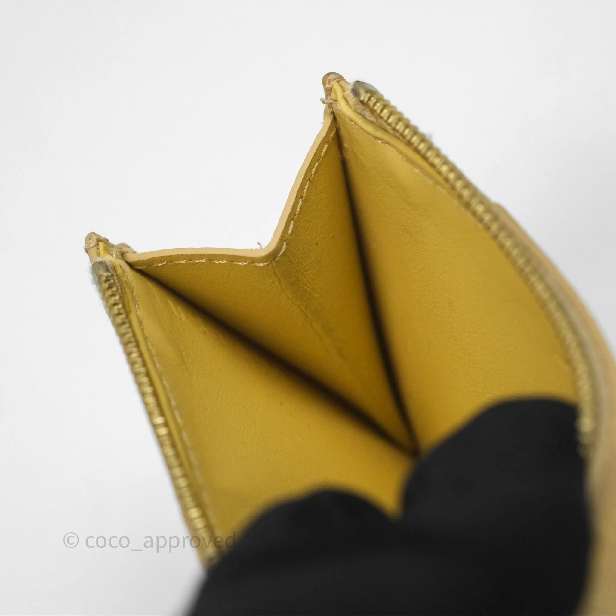 Celine Zipped Card Holder in Grained Calfskin Yellow