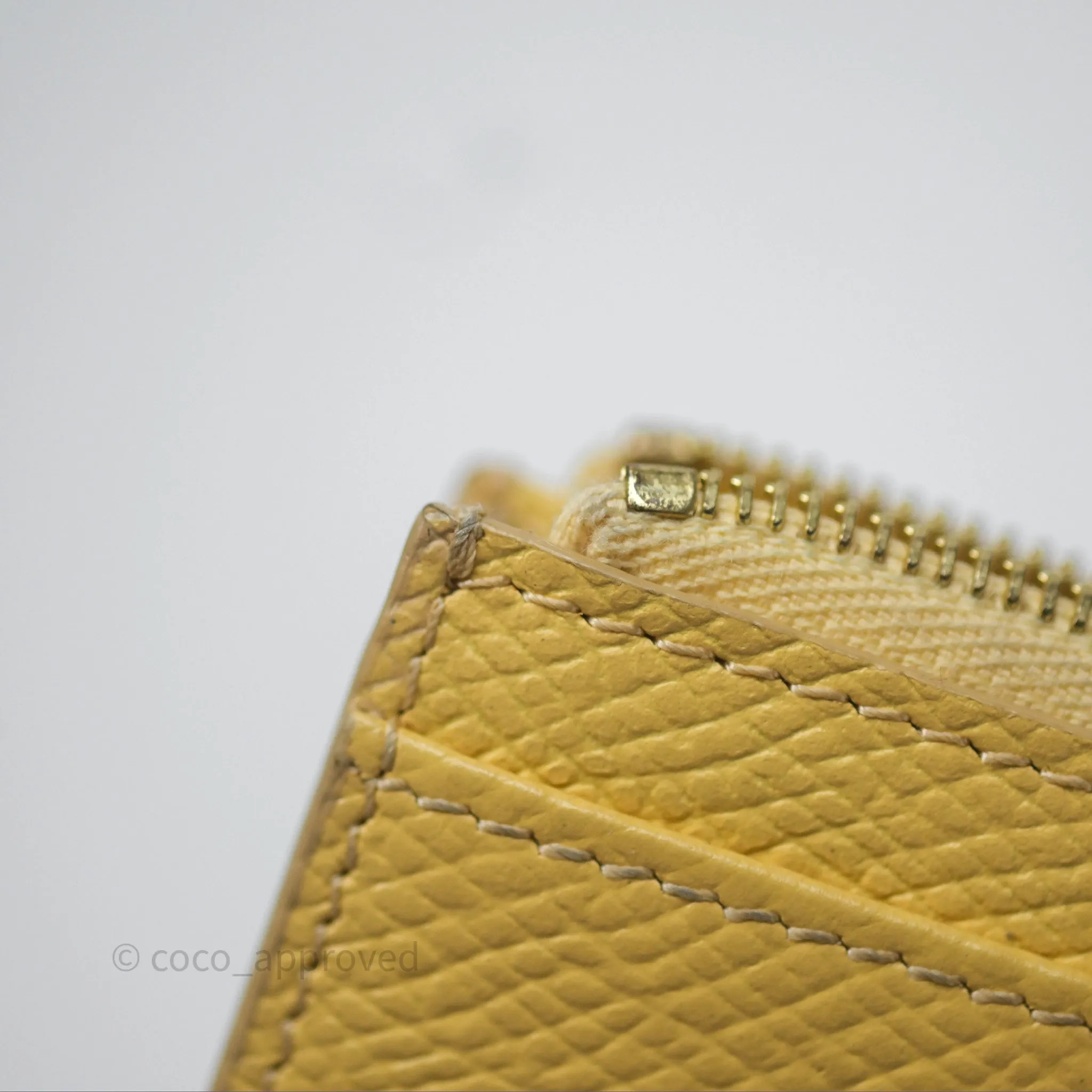 Celine Zipped Card Holder in Grained Calfskin Yellow