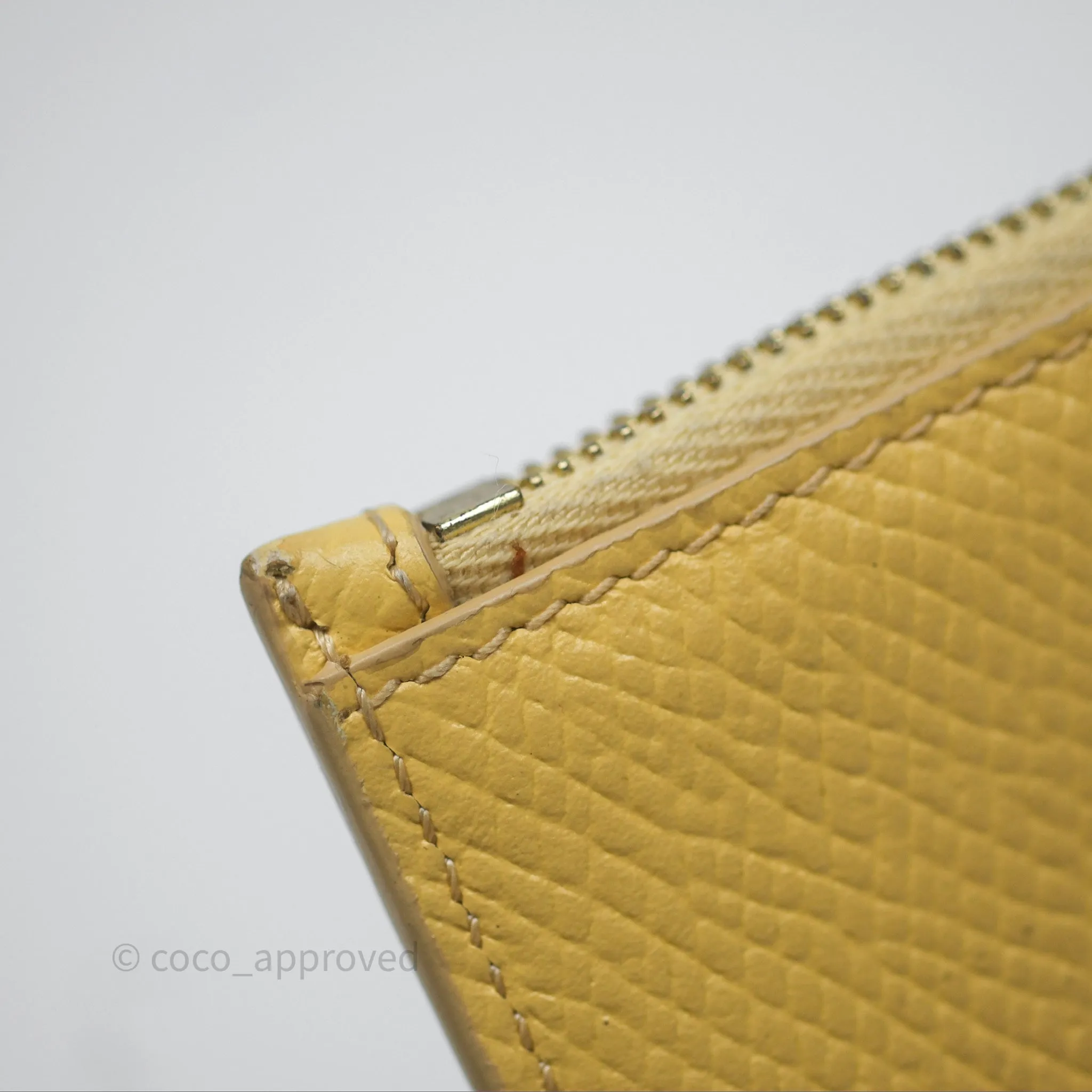Celine Zipped Card Holder in Grained Calfskin Yellow