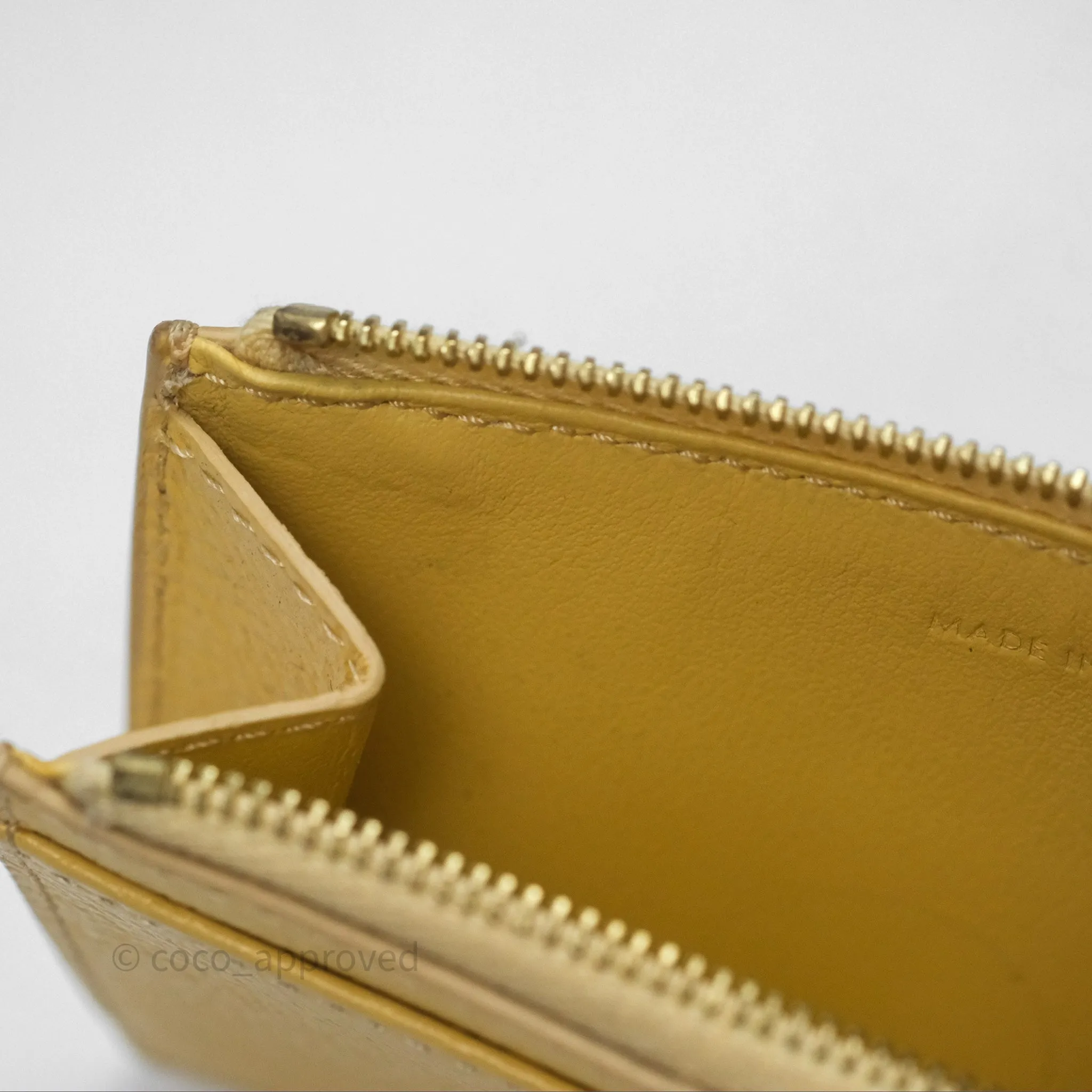Celine Zipped Card Holder in Grained Calfskin Yellow