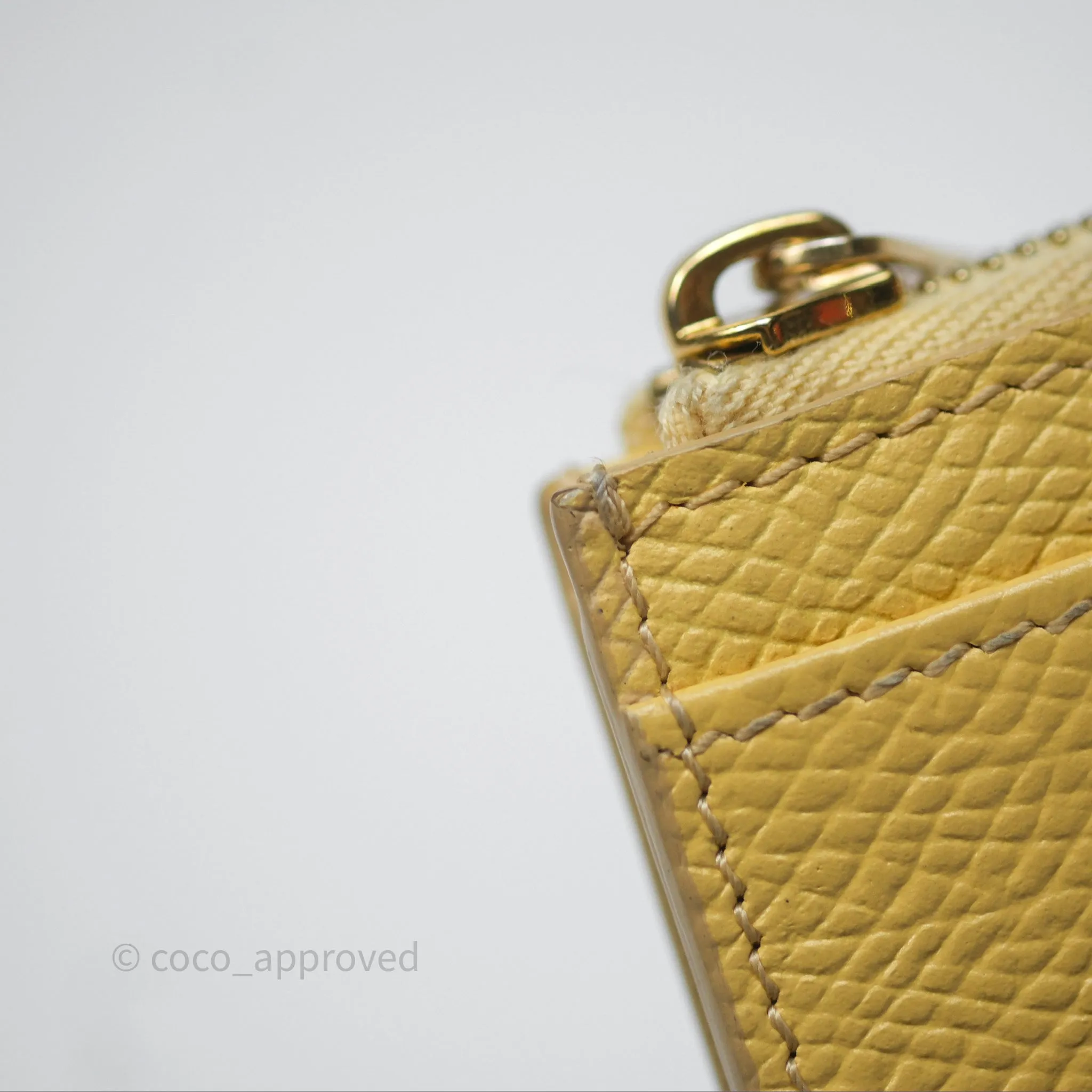 Celine Zipped Card Holder in Grained Calfskin Yellow
