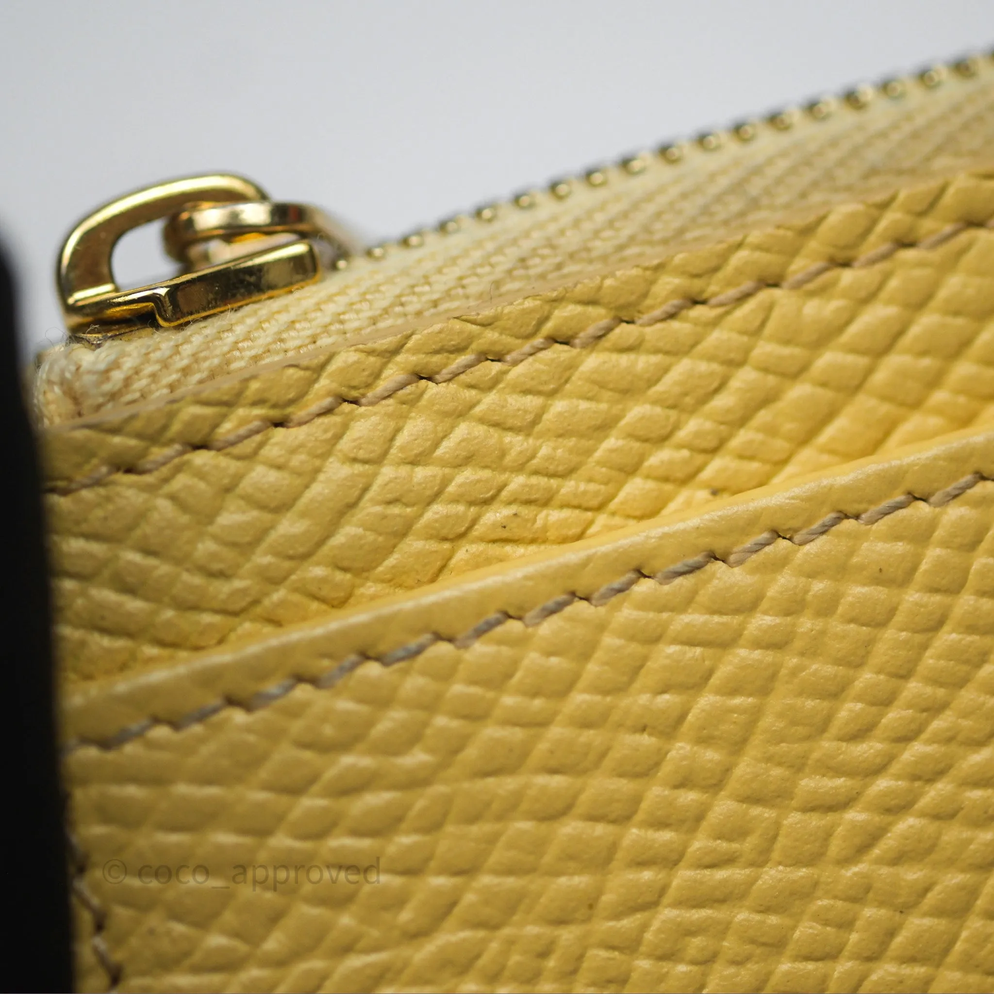 Celine Zipped Card Holder in Grained Calfskin Yellow