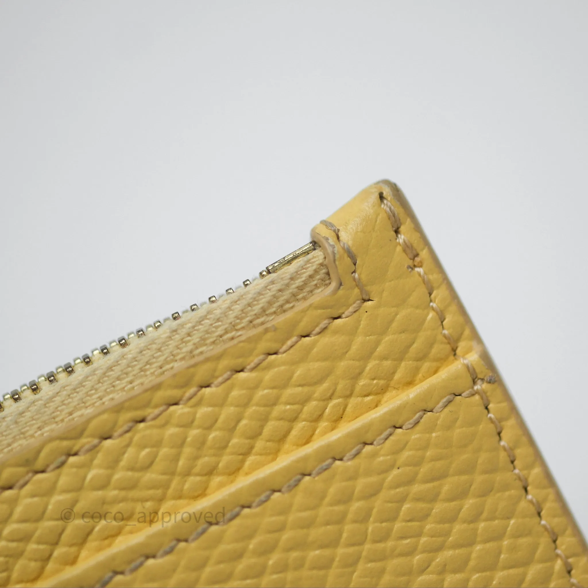 Celine Zipped Card Holder in Grained Calfskin Yellow