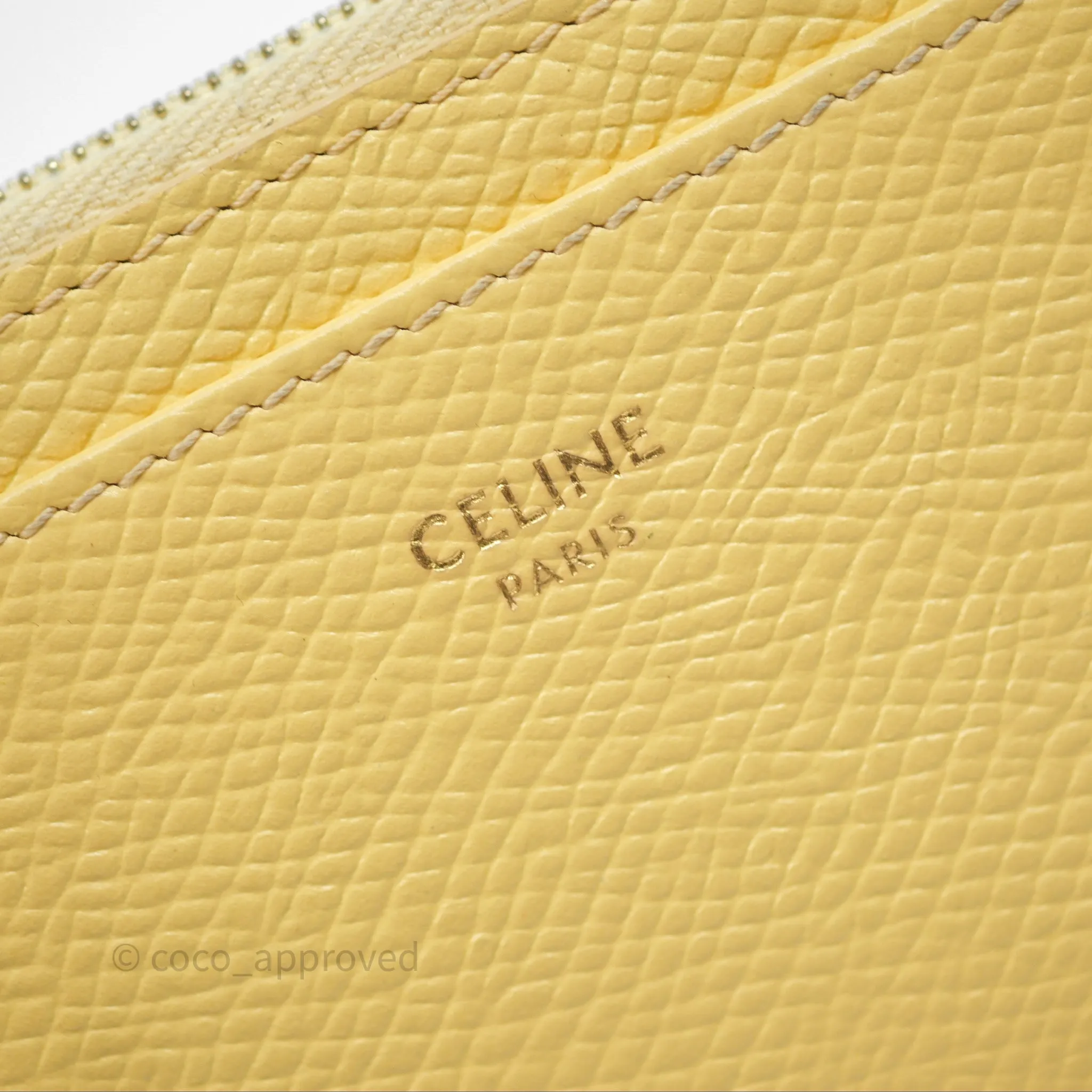 Celine Zipped Card Holder in Grained Calfskin Yellow