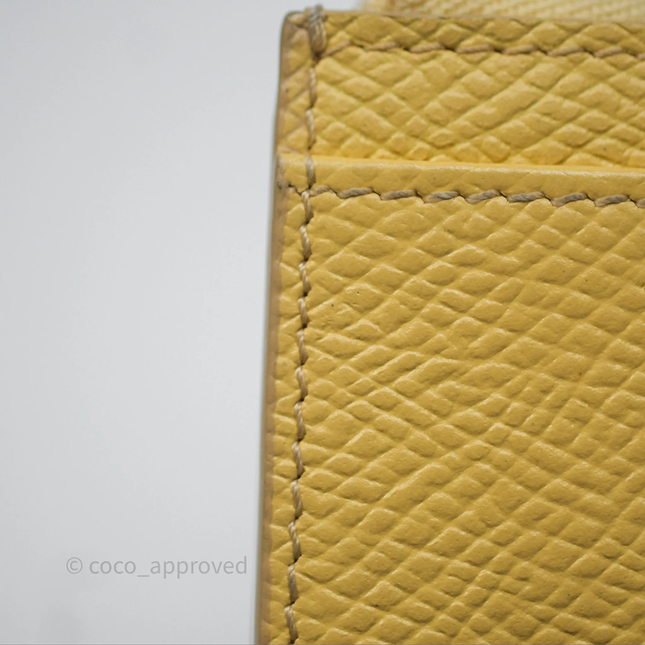 Celine Zipped Card Holder in Grained Calfskin Yellow