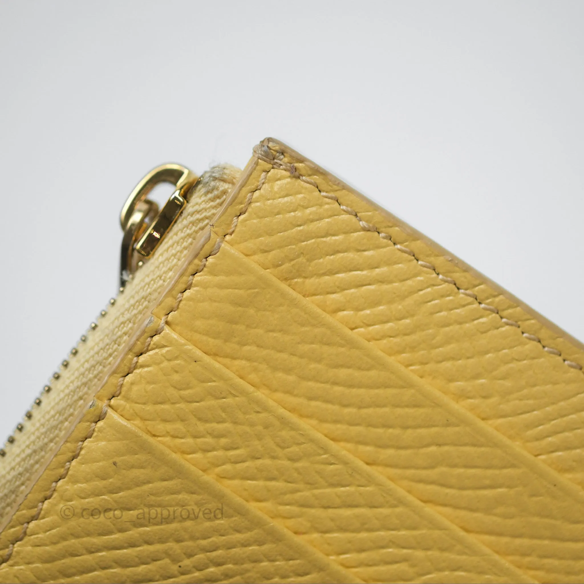 Celine Zipped Card Holder in Grained Calfskin Yellow