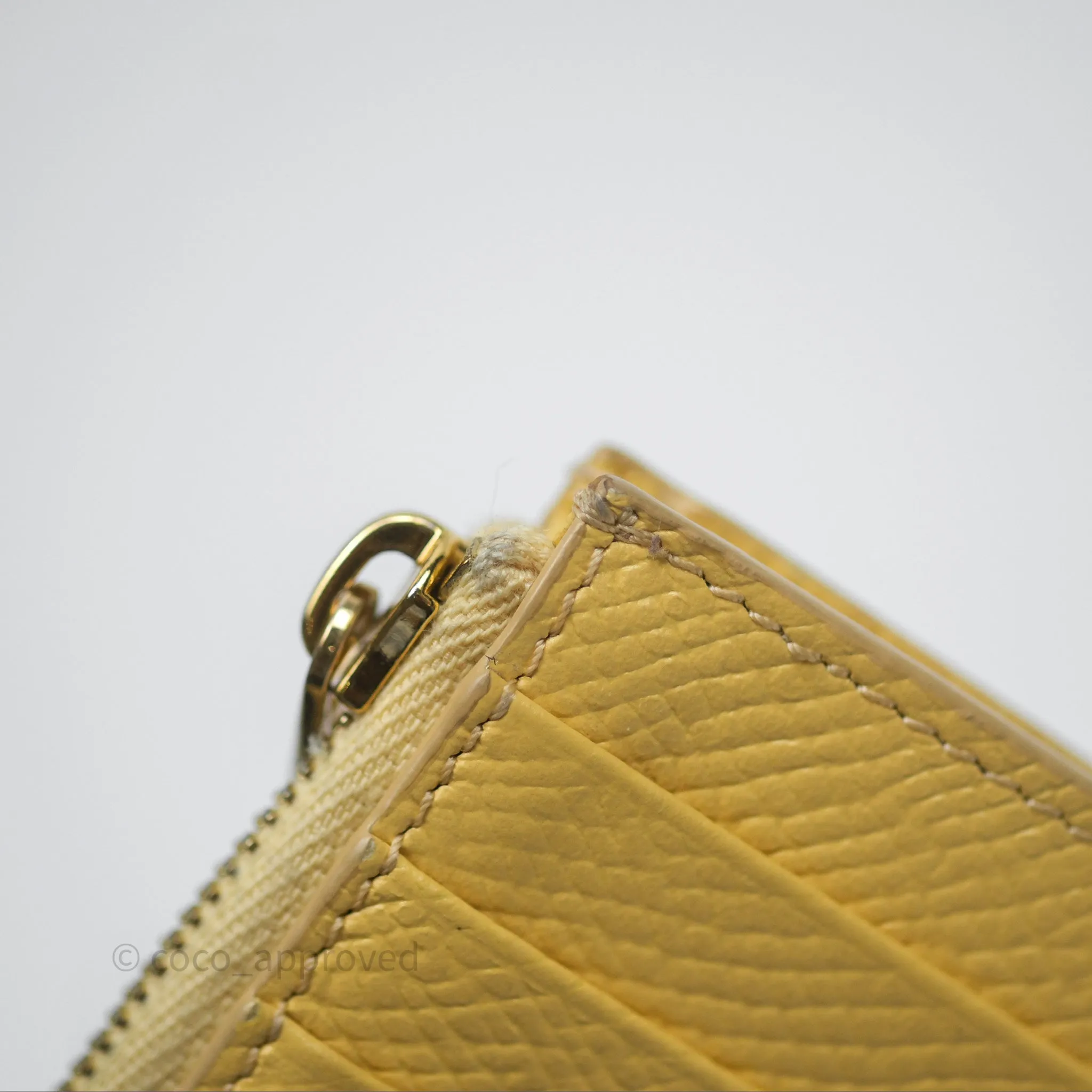 Celine Zipped Card Holder in Grained Calfskin Yellow