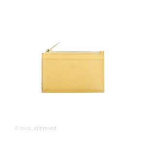 Celine Zipped Card Holder in Grained Calfskin Yellow
