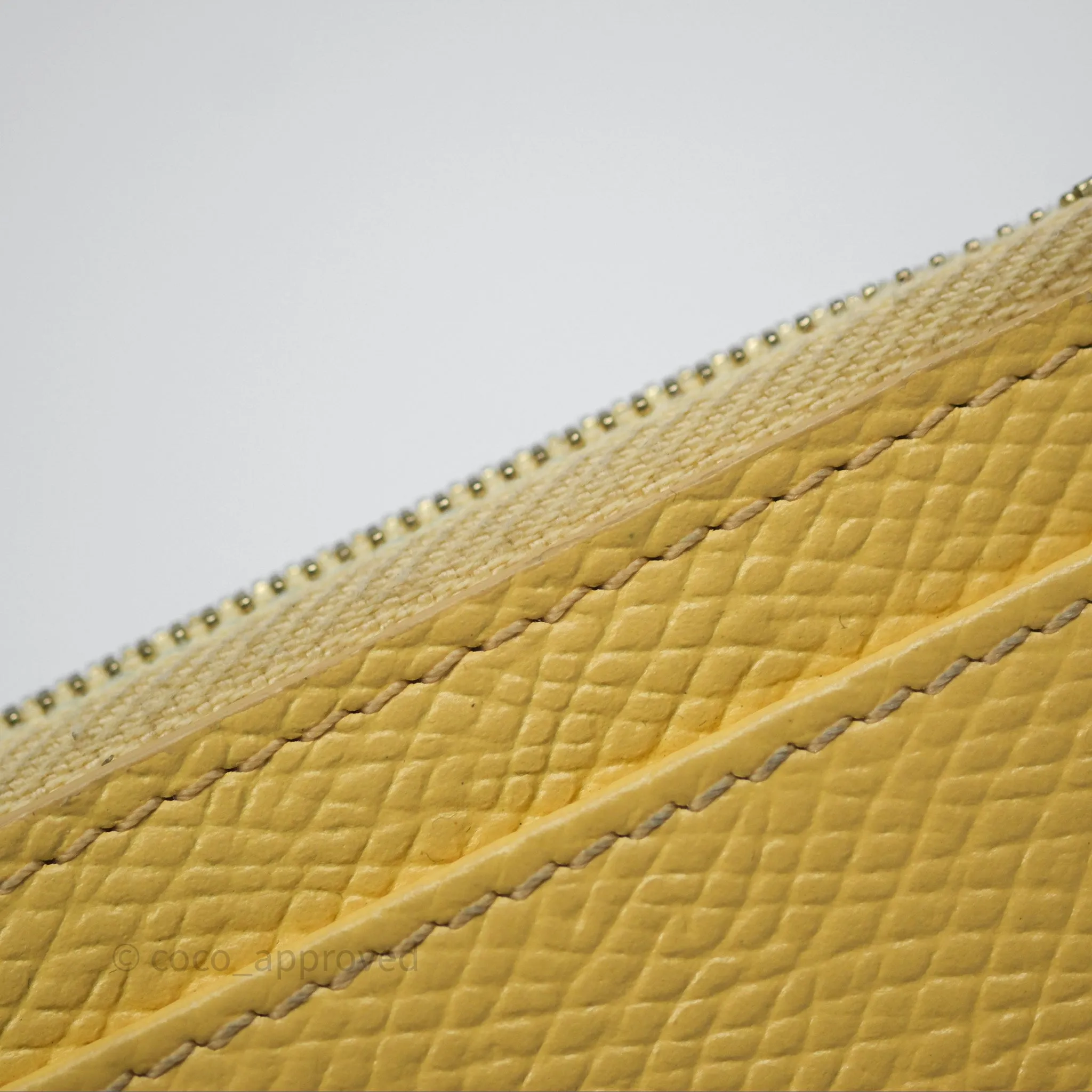 Celine Zipped Card Holder in Grained Calfskin Yellow