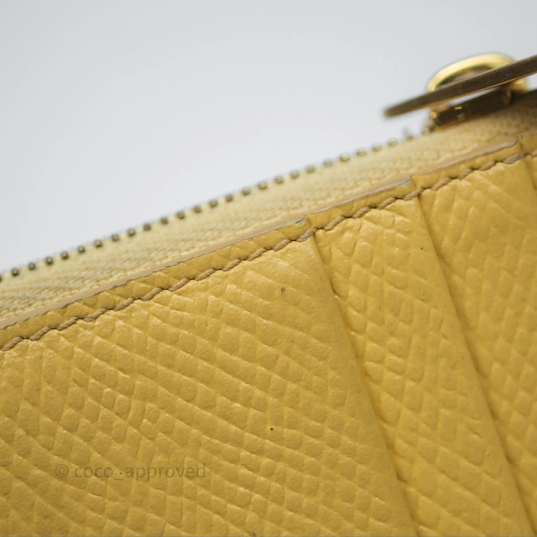 Celine Zipped Card Holder in Grained Calfskin Yellow