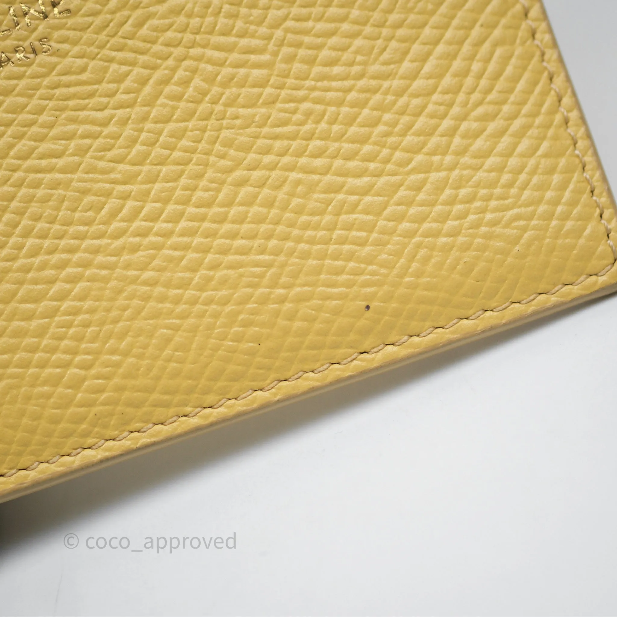 Celine Zipped Card Holder in Grained Calfskin Yellow