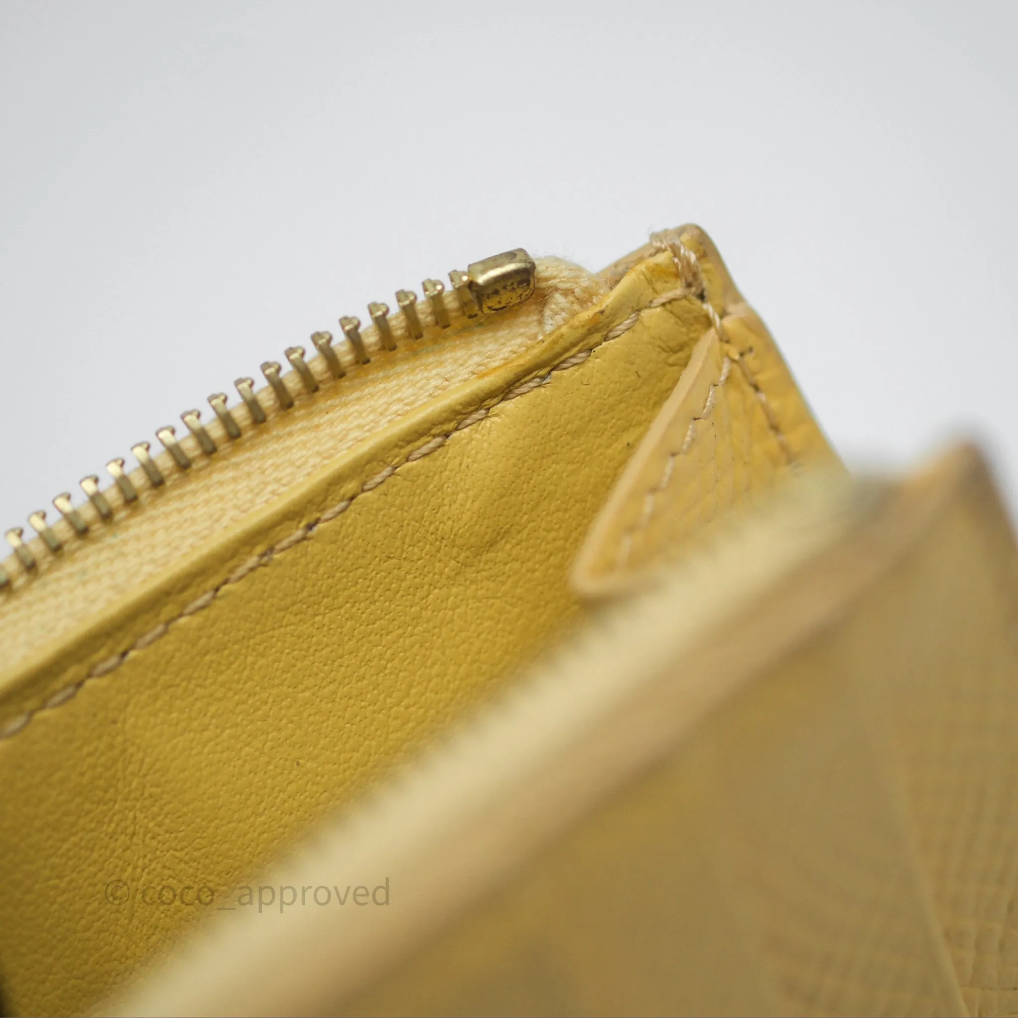 Celine Zipped Card Holder in Grained Calfskin Yellow