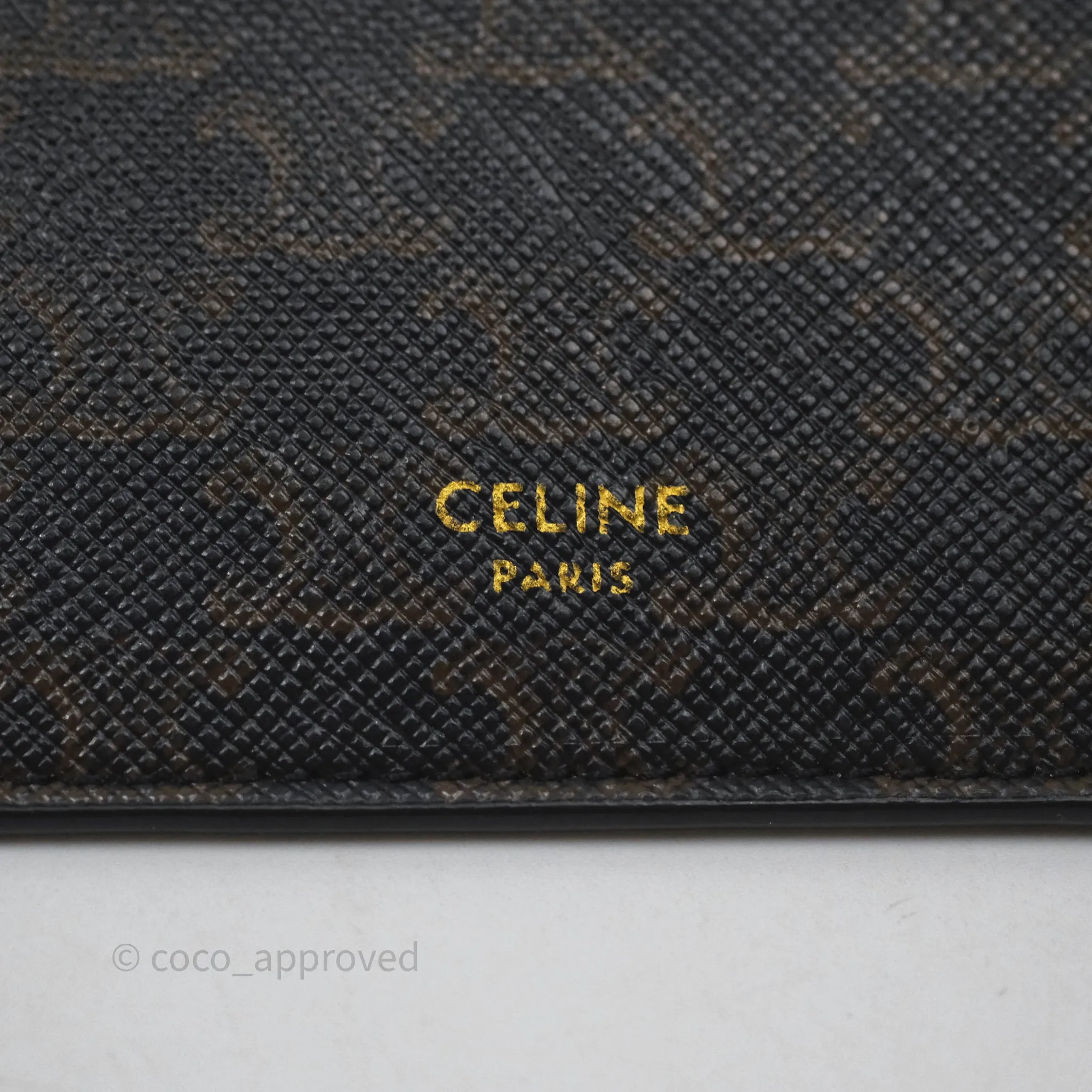 Celine Zipped Purse with Removable Card Holder in Tan Triomphe Canvas/ Lambskin