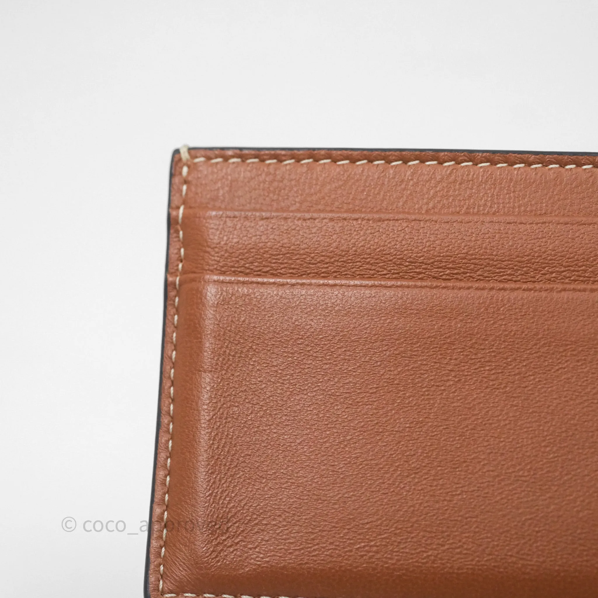Celine Zipped Purse with Removable Card Holder in Tan Triomphe Canvas/ Lambskin
