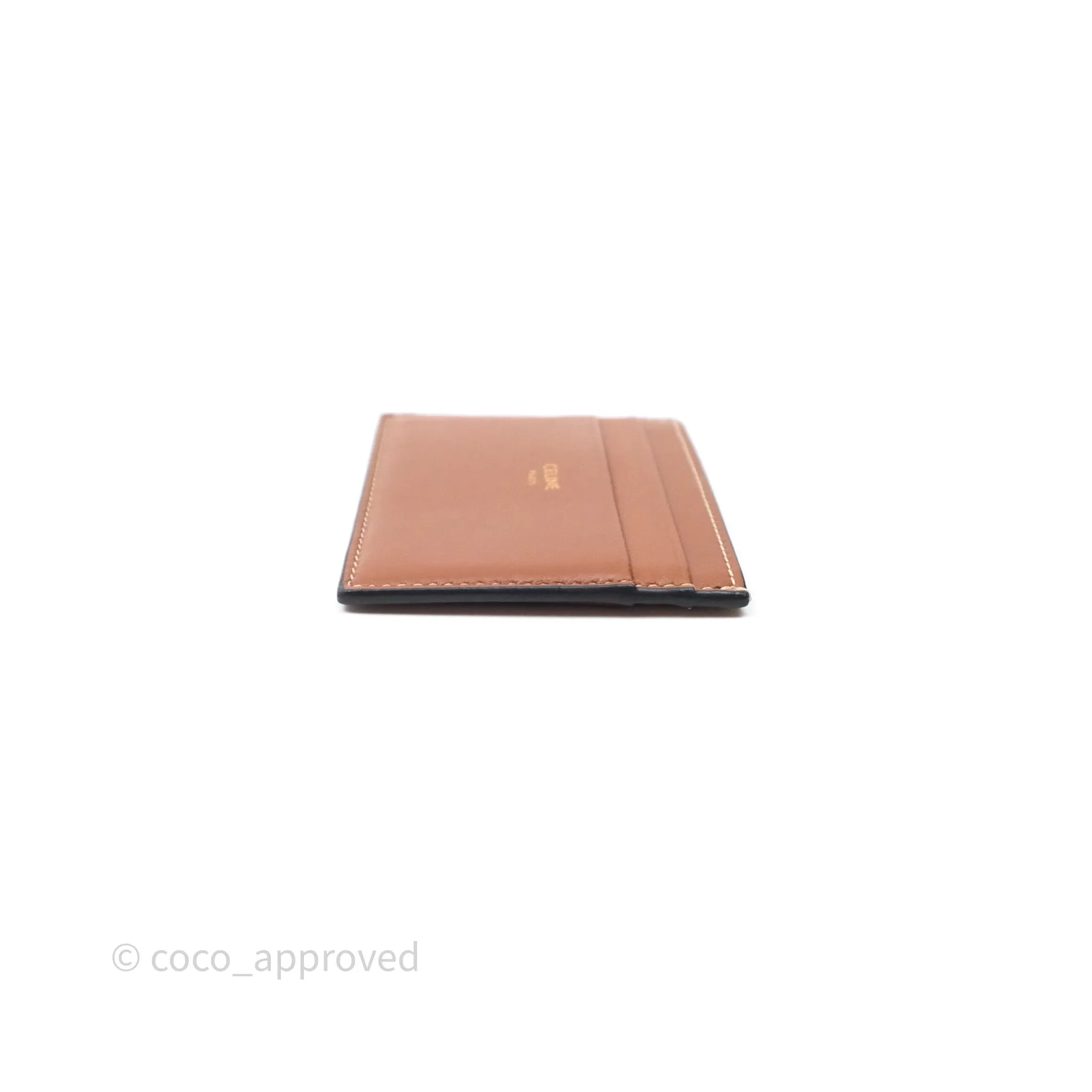 Celine Zipped Purse with Removable Card Holder in Tan Triomphe Canvas/ Lambskin