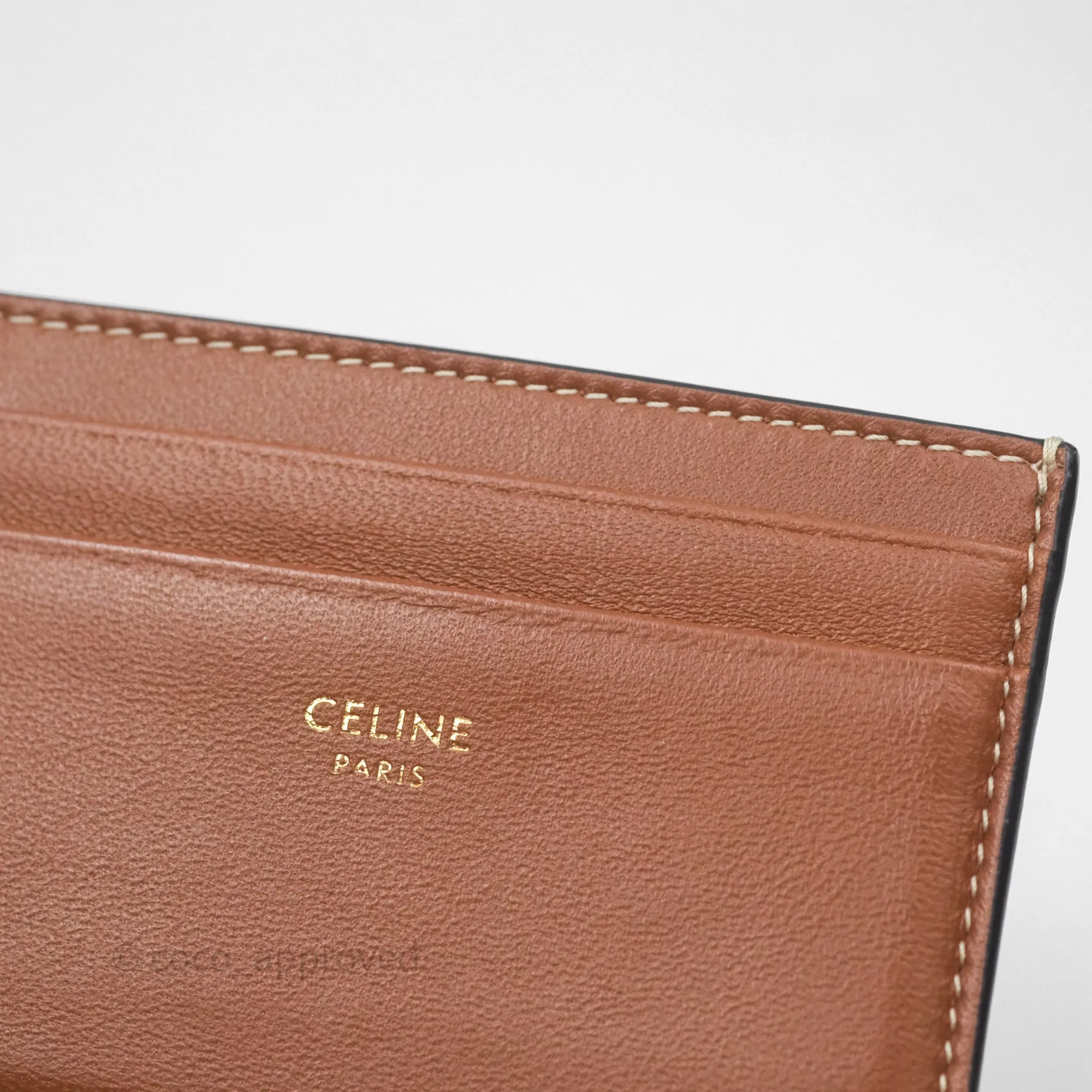Celine Zipped Purse with Removable Card Holder in Tan Triomphe Canvas/ Lambskin