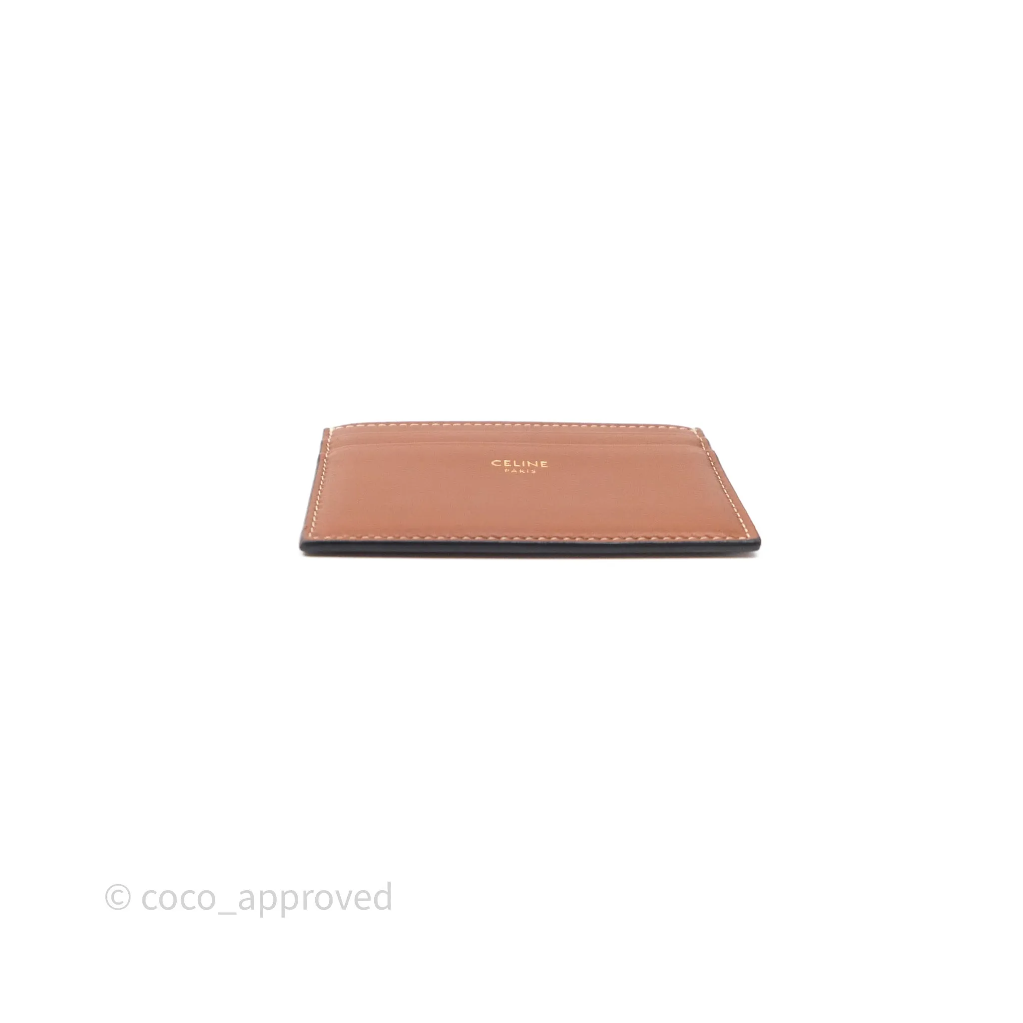 Celine Zipped Purse with Removable Card Holder in Tan Triomphe Canvas/ Lambskin