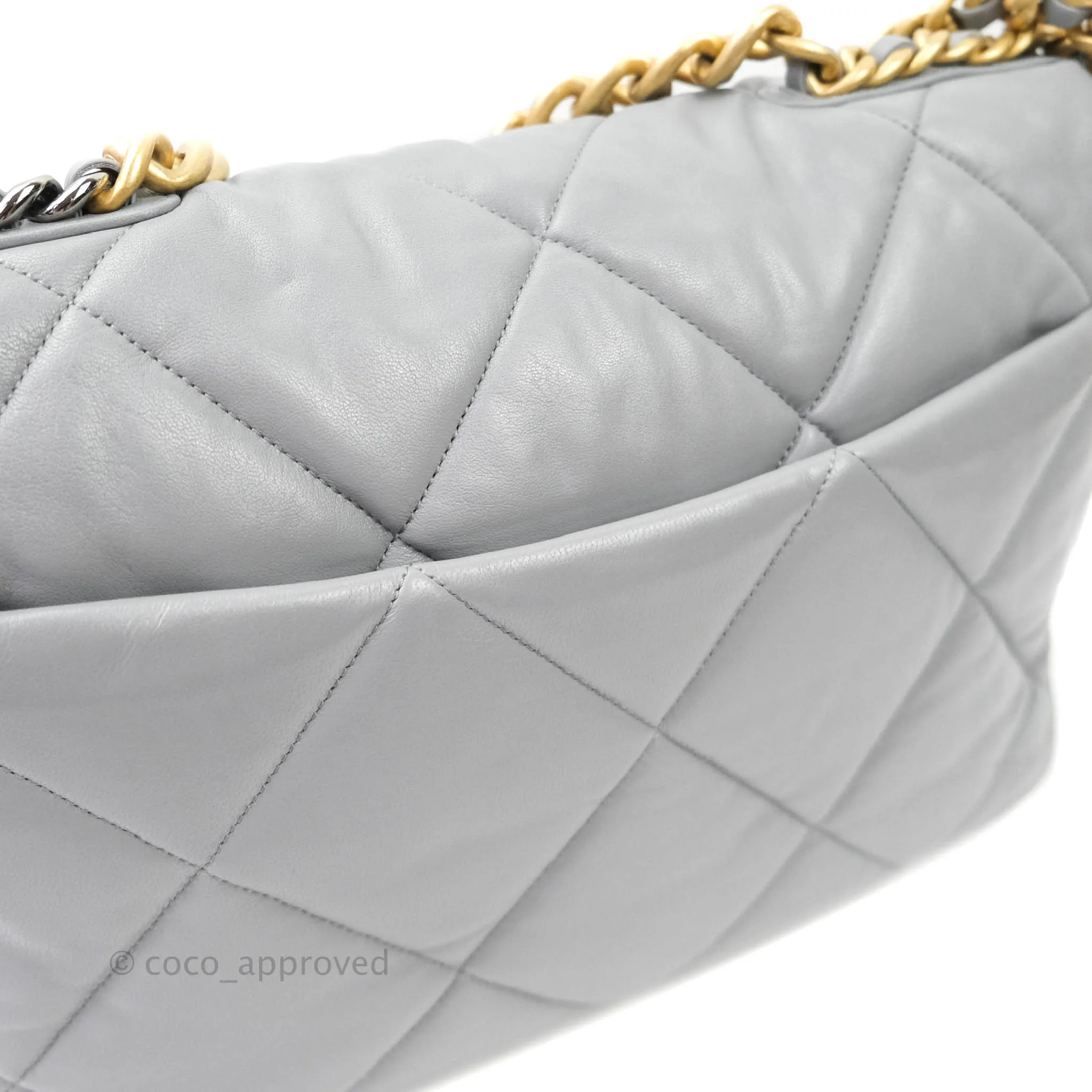 Chanel 19 Large Grey Goatskin Mixed Hardware