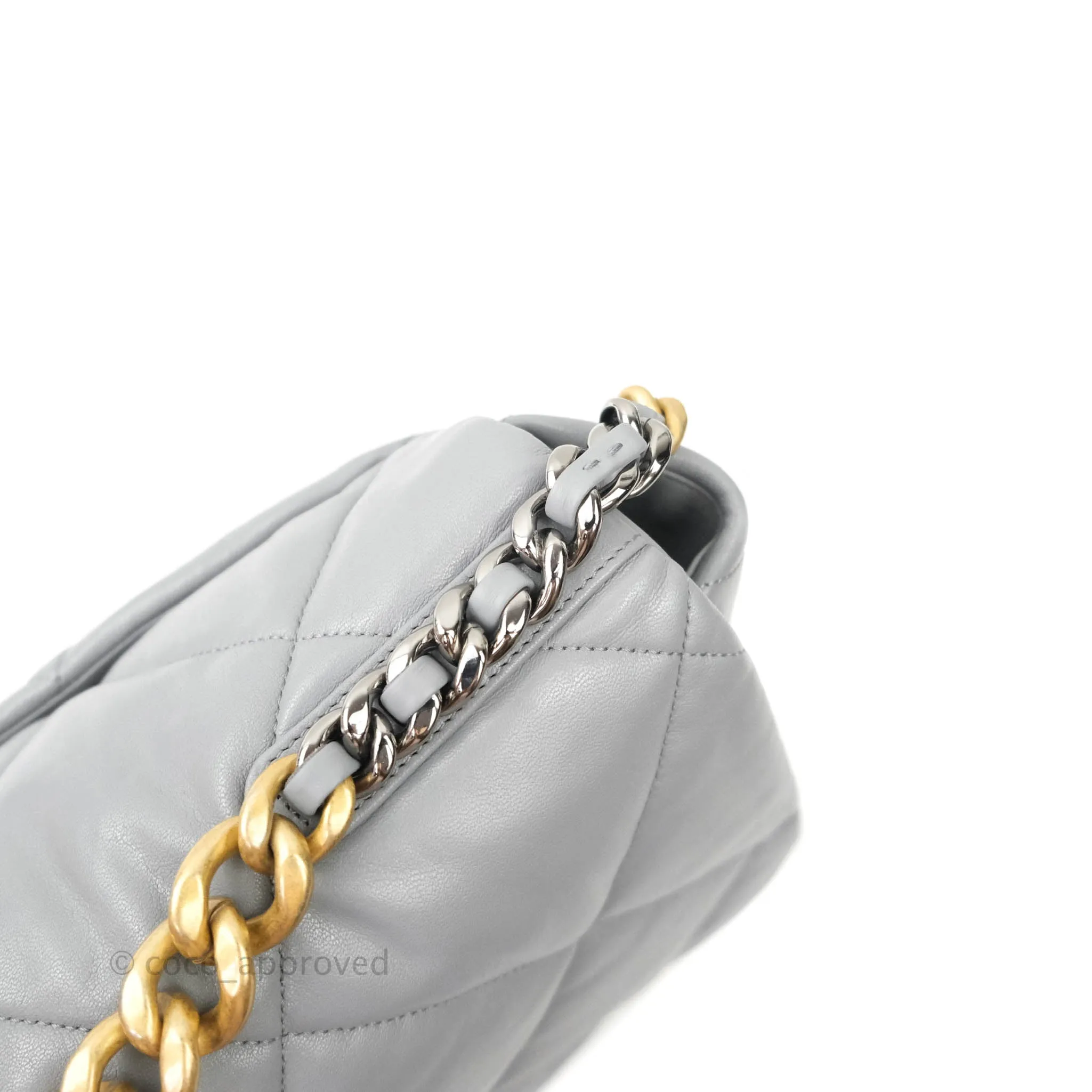 Chanel 19 Large Grey Goatskin Mixed Hardware