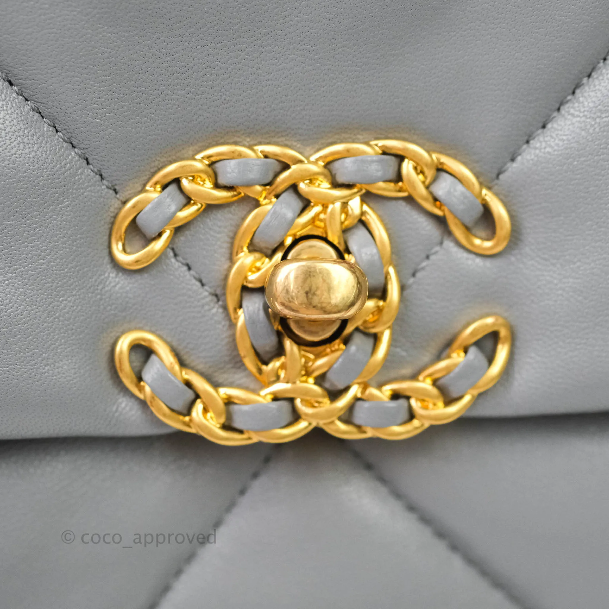 Chanel 19 Large Grey Goatskin Mixed Hardware