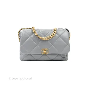 Chanel 19 Large Grey Goatskin Mixed Hardware