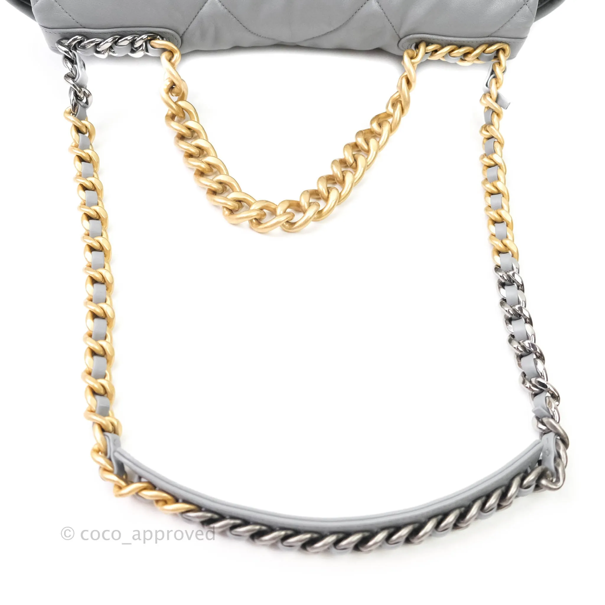 Chanel 19 Large Grey Goatskin Mixed Hardware